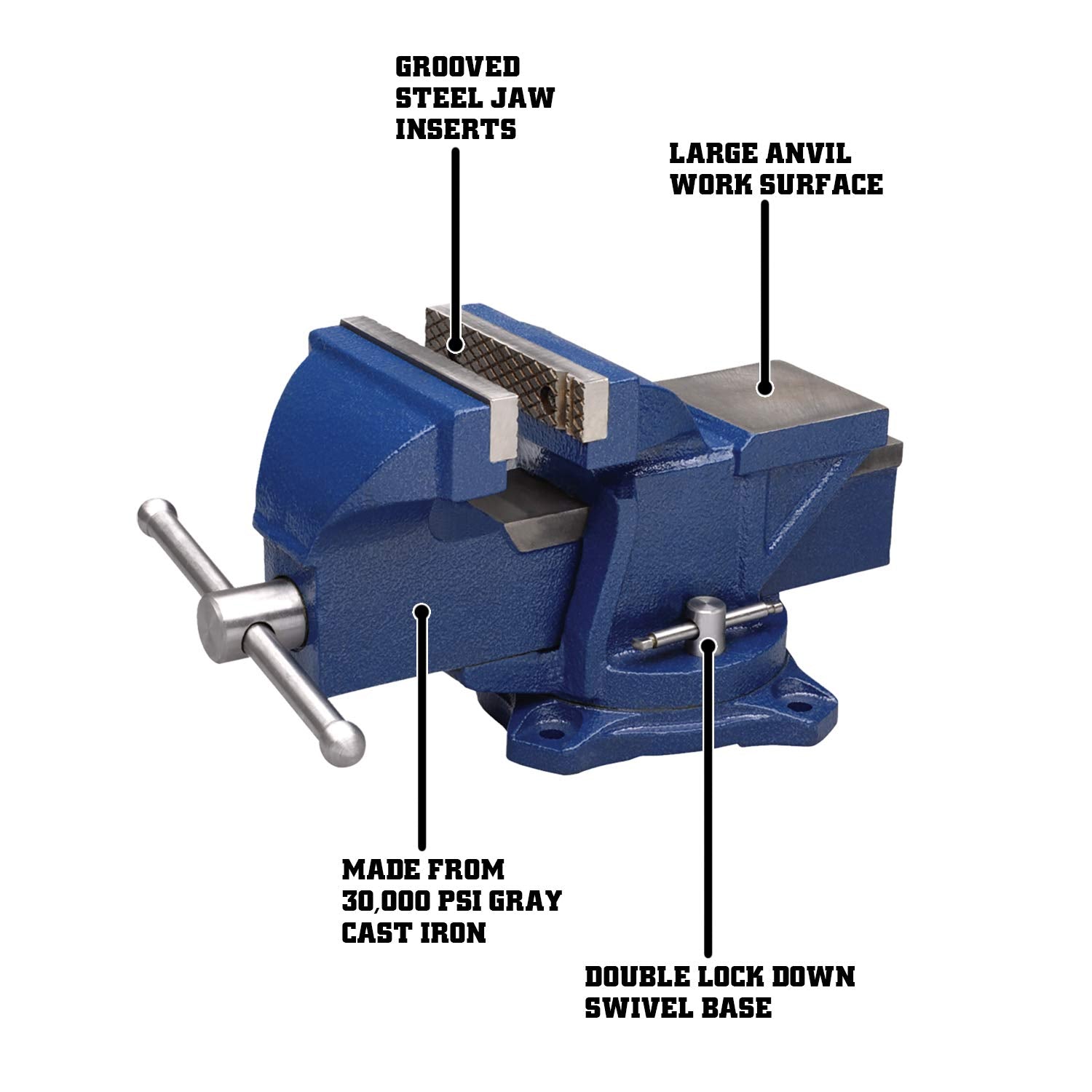 Wilton General Purpose Bench Vise, 4" Jaw Width, 3" Max Jaw Opening, 2 1/4" Throat (11104)