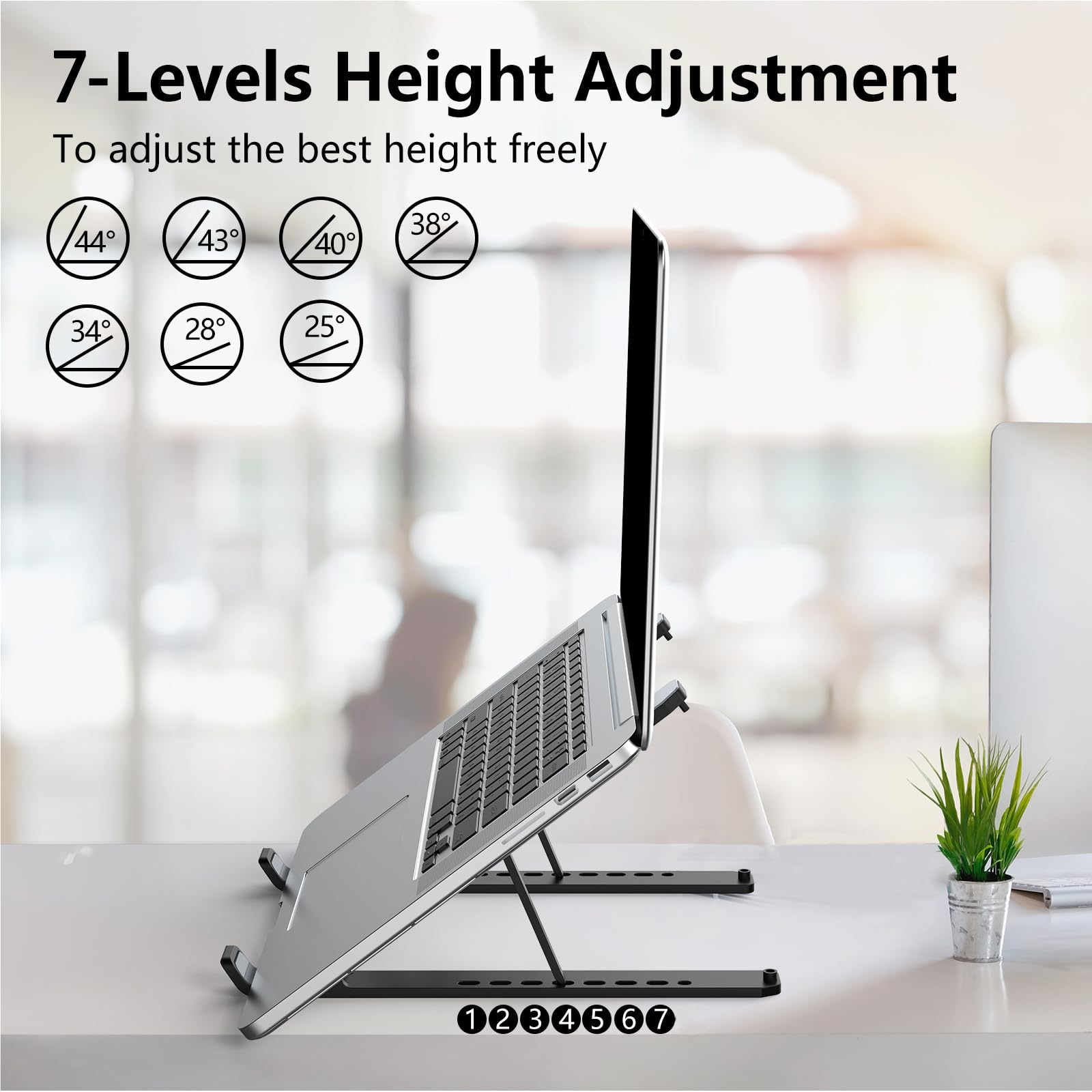 [1 PC] Laptop Stand for Desk, Adjustable Riser, Foldable & Portable Laptop Holder