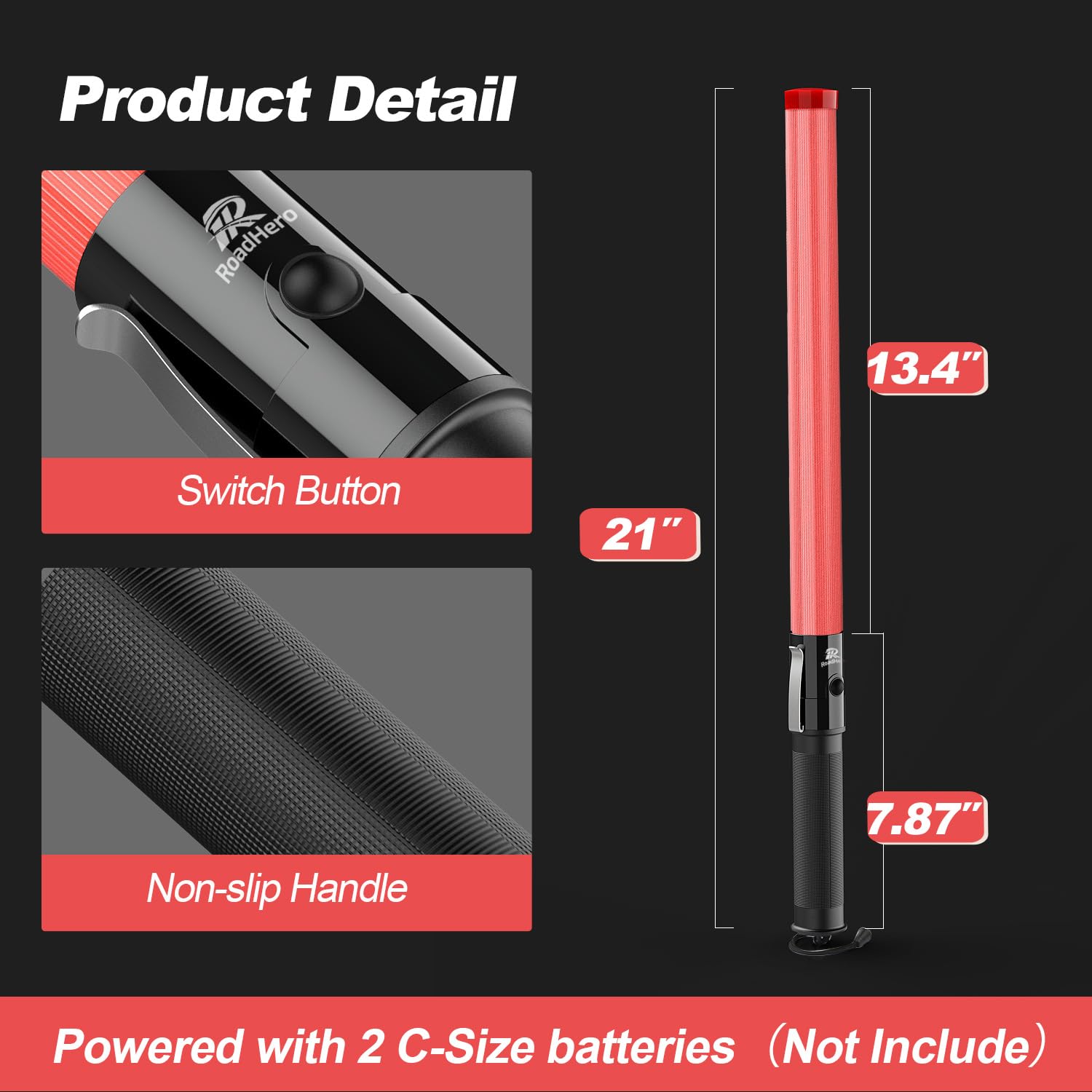 [2 / 4 Pack] Traffic Wand, 21 Inch Led Traffic Control Baton