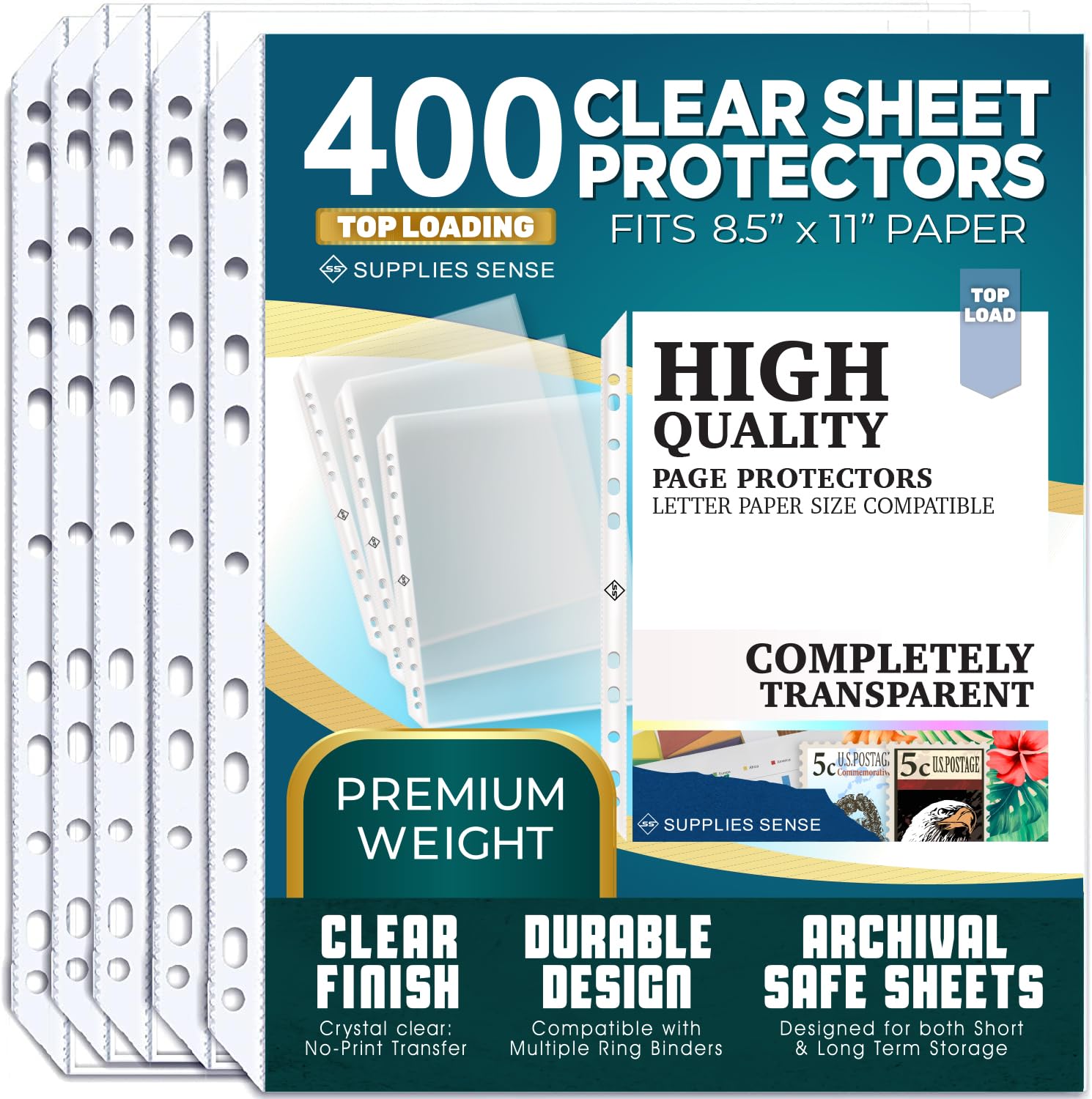[400 & 500 Pack] Sheet Protectors for 3 Ring Binder - Sleeves 8.5 x 11