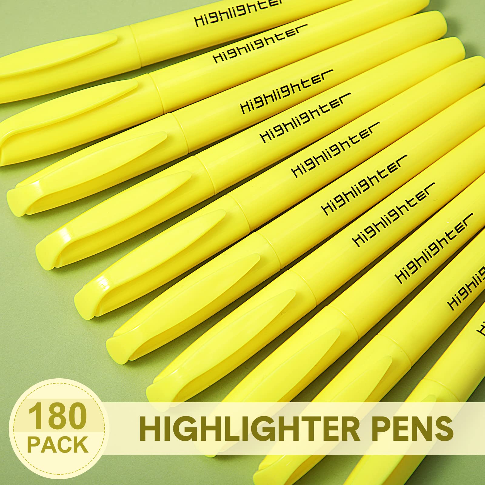 180 Pcs Highlighter Markers Bulk, Chisel Tip (Yellow)