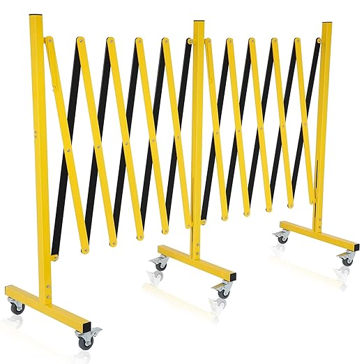 [1 PC] Industrial Expandable Metal Barricade with Wheels, Folding Security Gate