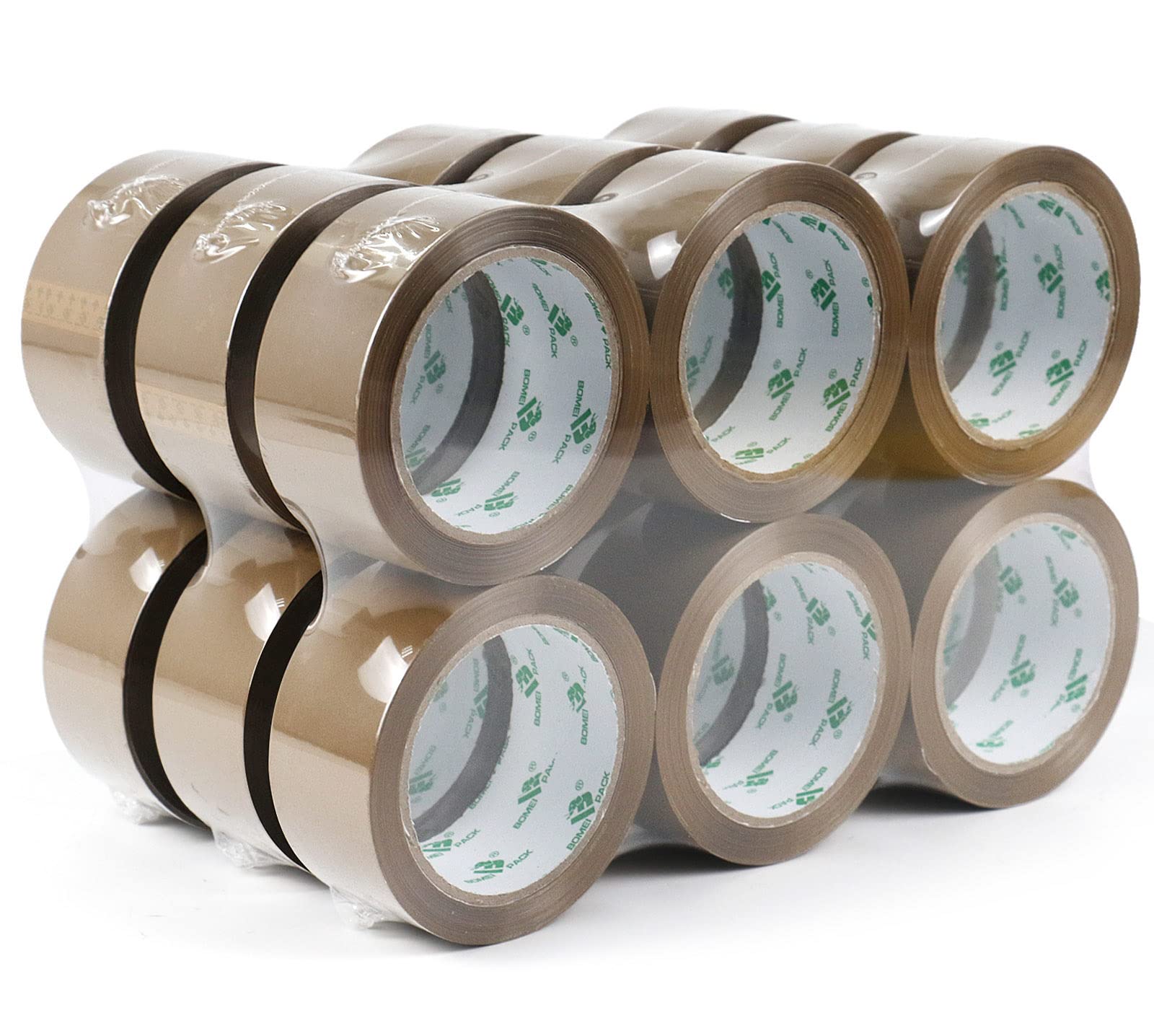 Brown Packing Tape with Dispenser, 2.4 Mil 1.88 Inch x 60 Yards, 6 Refills Rolls