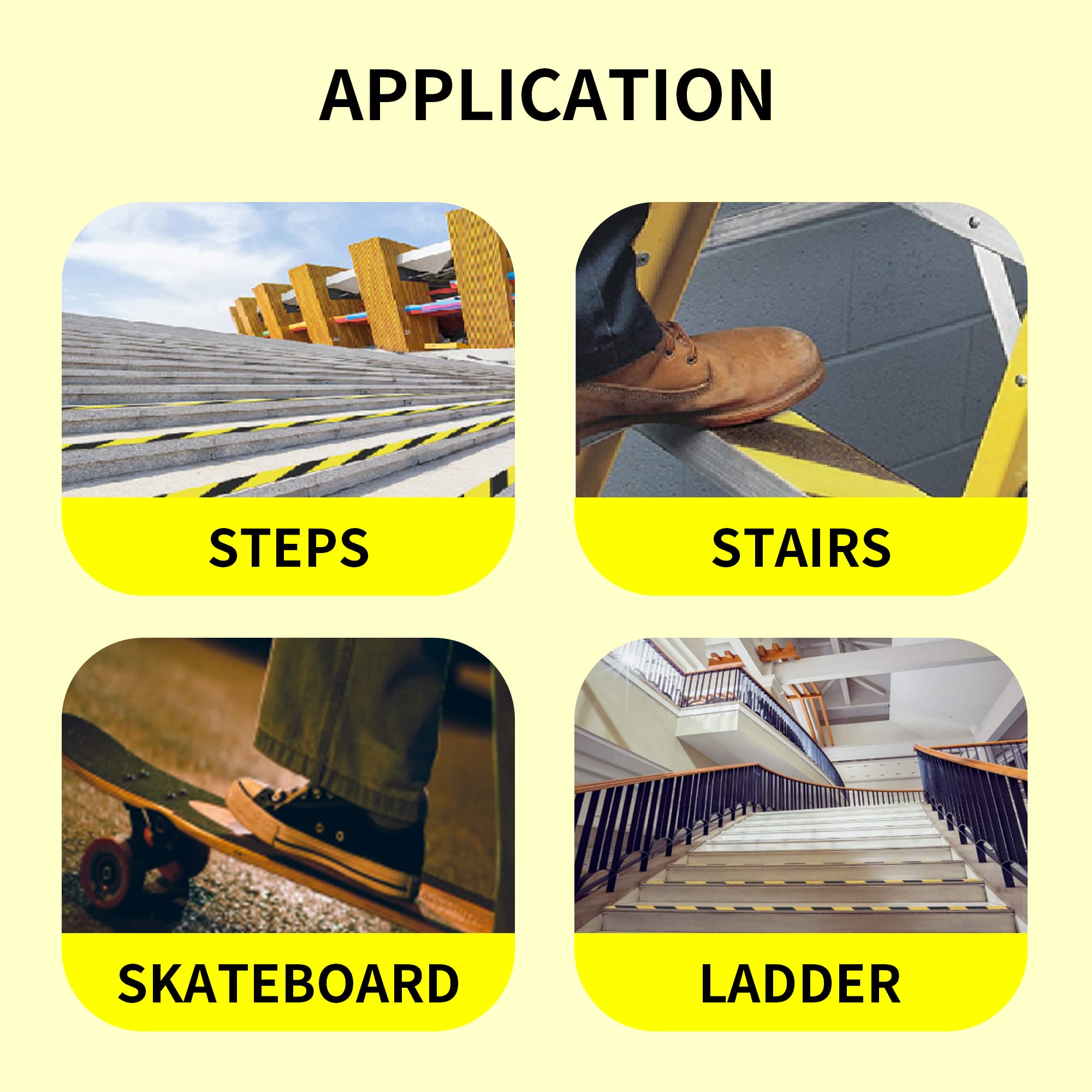 [1 Roll] Anti-Slip Safety Tape for Indoor/Outdoor, Compatible with Plastic, Wood, Ceramic, Glass, Metal