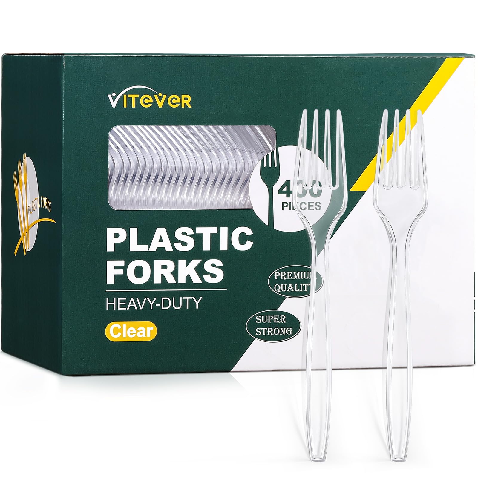 [400 PCS] Premium Disposable Clear Plastic Forks, Heat Resistant & BPA Free