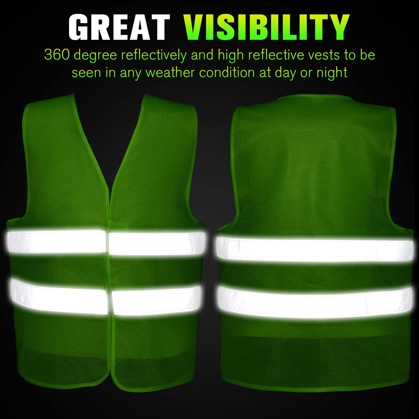 [15 / 30 / 40 / 50 /80 Packs] High Visibility Safety Vest Bulk Reflective Mesh Security Vest