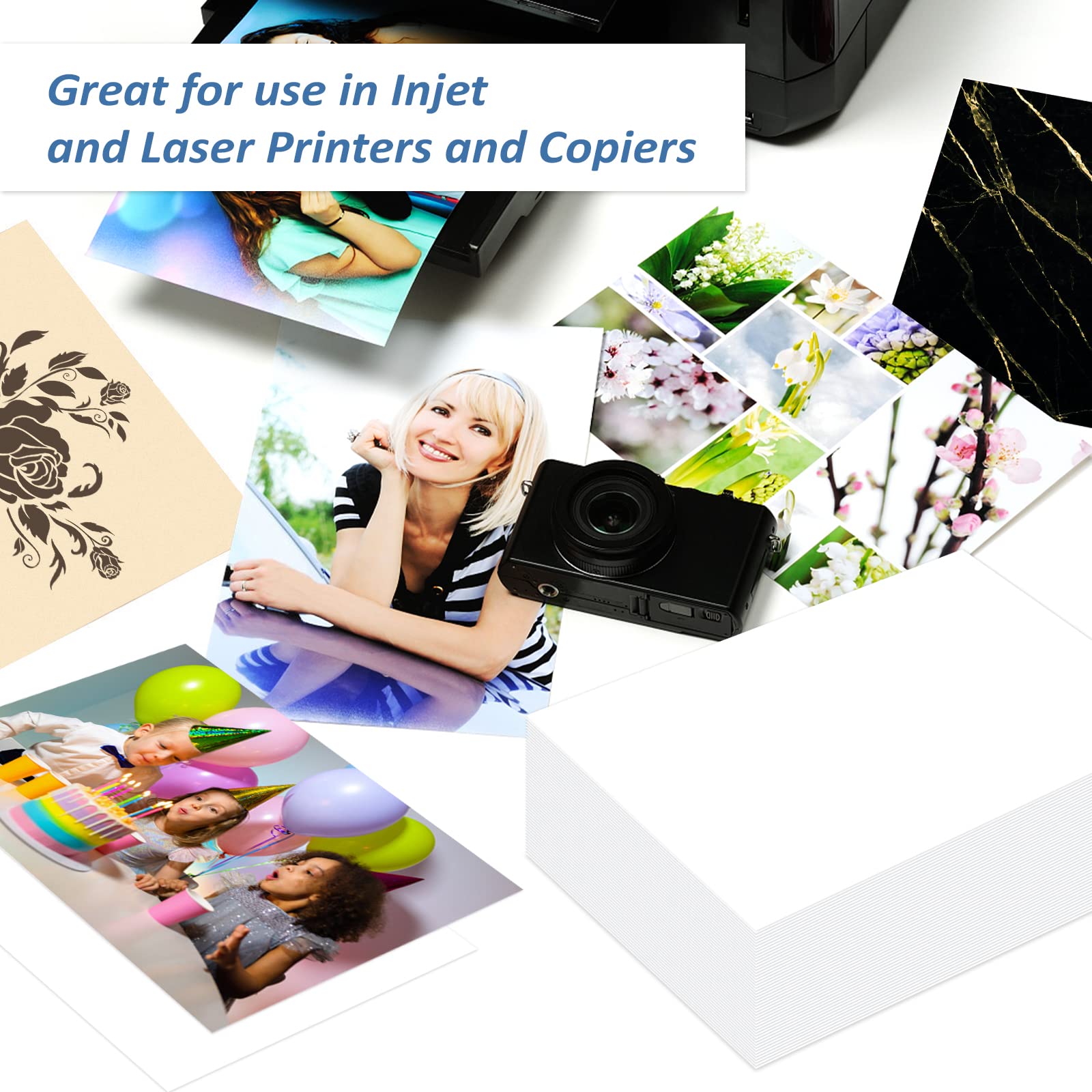 200 Sheets Printer Paper 32 lb/120 gsm Stationery Paper, Laser & Inkjet Printer Compatible (Black/Ivory/White)