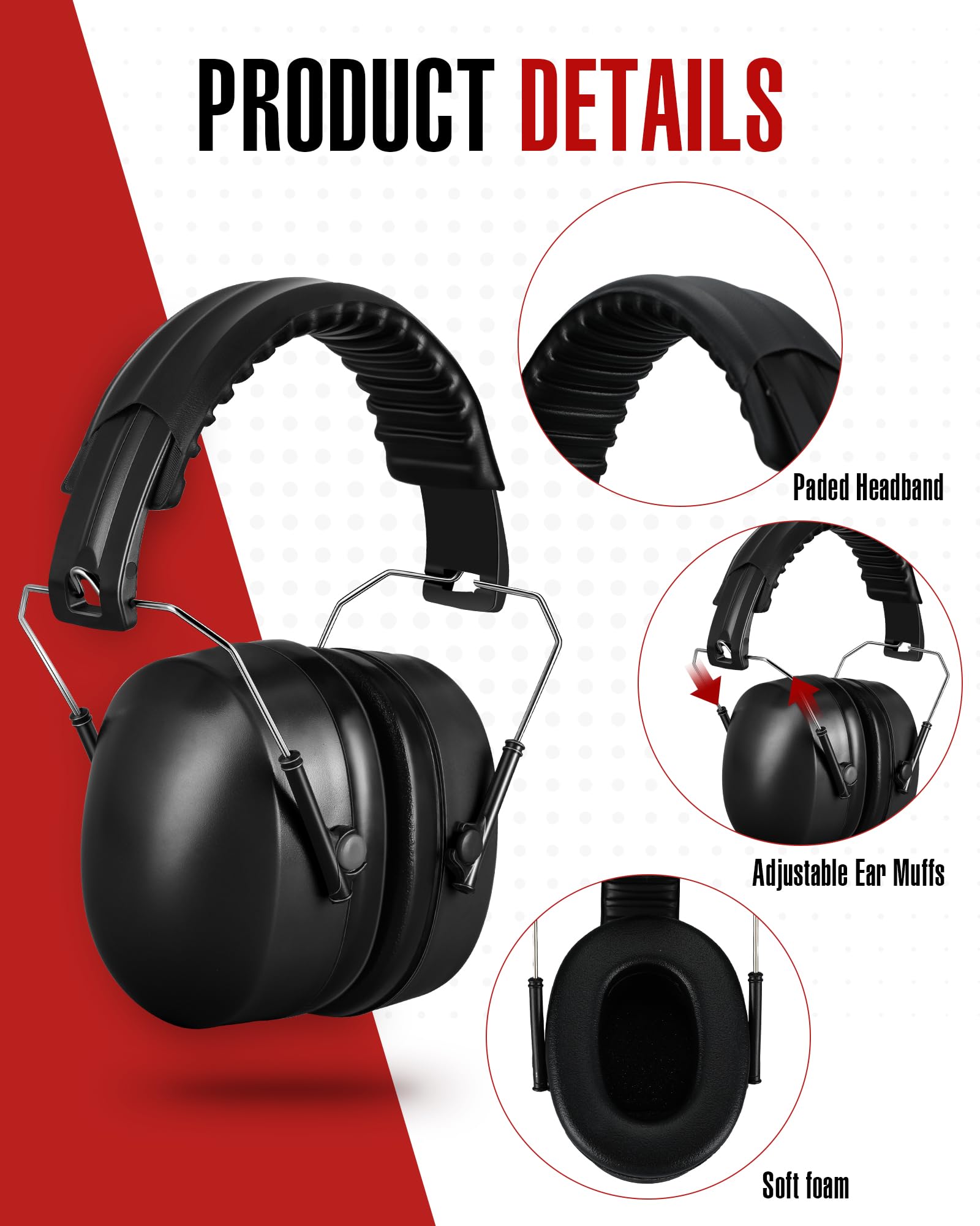 [12 PCS] Hearing Protection Ear Muffs, NRR 28dB Noise Reduction