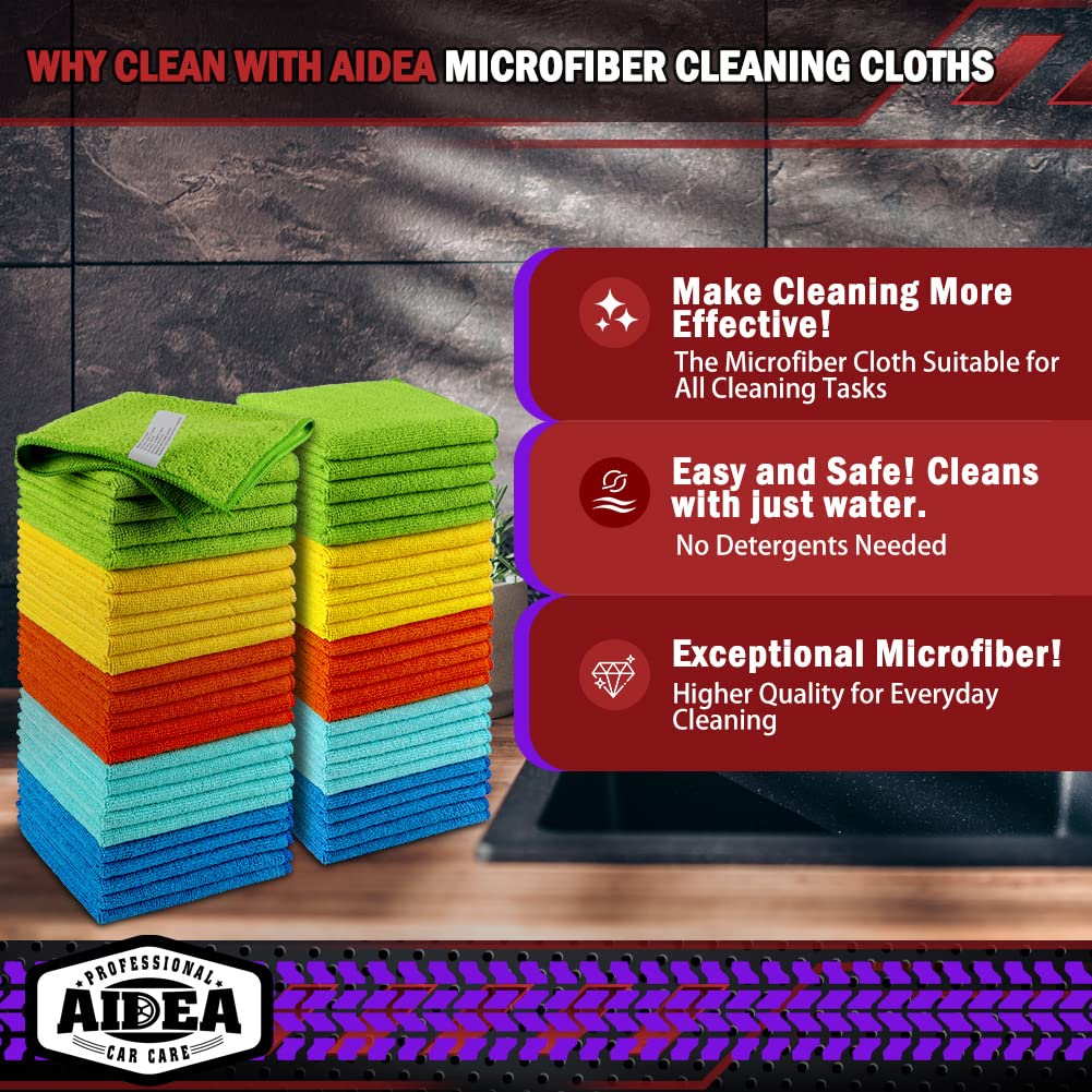 Microfiber Cleaning Cloths, 50 Packs 12×12"