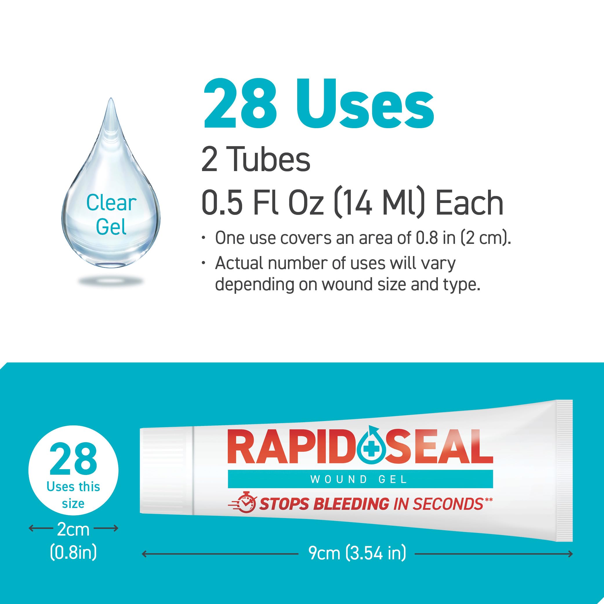 Rapid-Seal Wound Gel (1 OR 2 OR 5 Tubes) | Stops Bleeding in Seconds, Ideal for Cuts, Scrapes and Razor Nicks