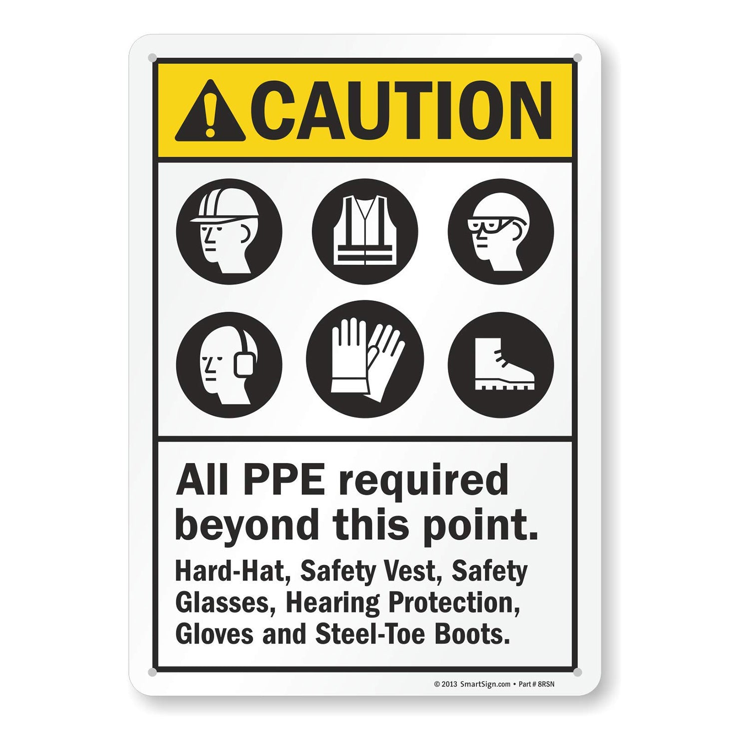 Caution - All PPE Required Beyond This Point Sign