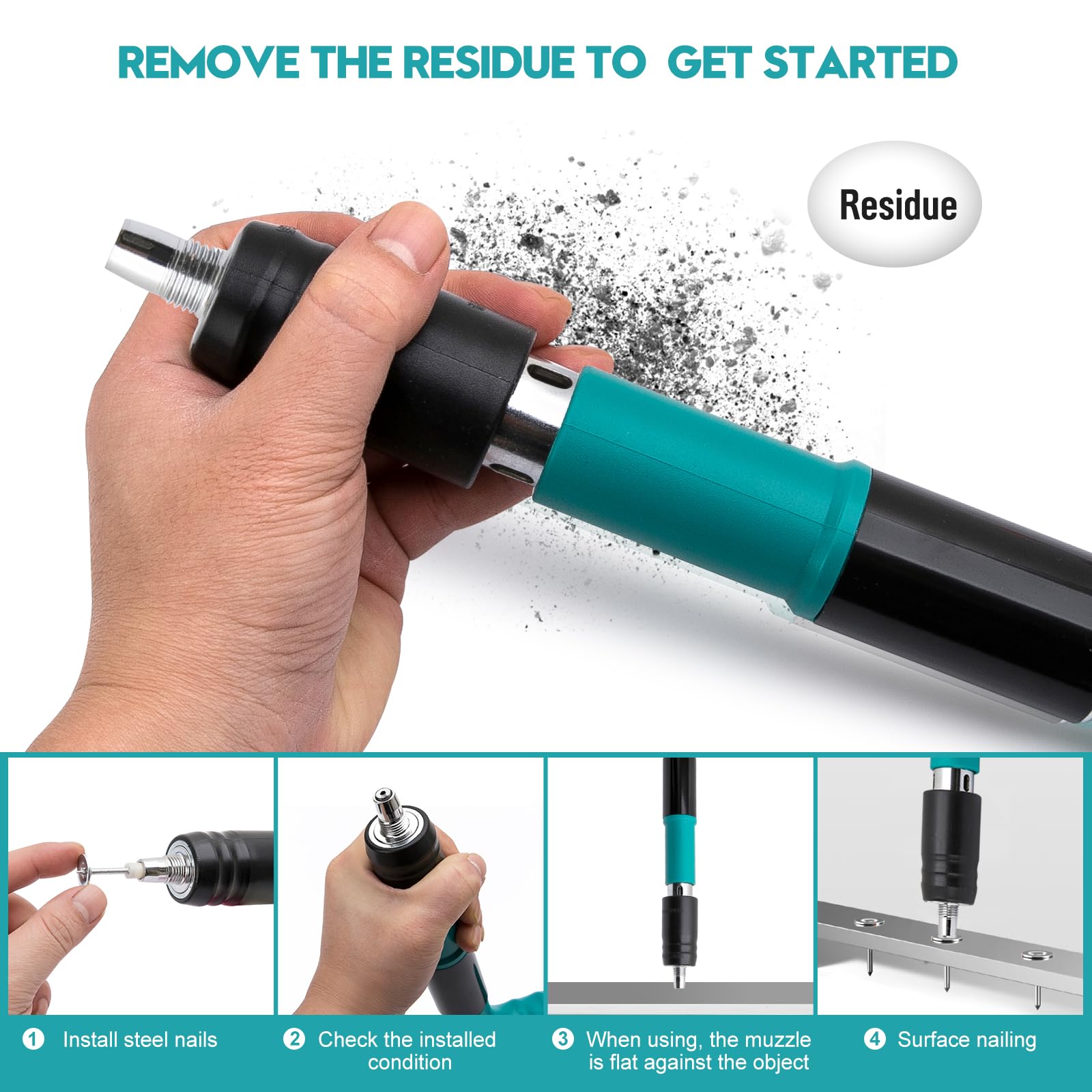 Manual Nail Gun Kits with 50 Pcs Nails, 4 Gears Power Adjustable