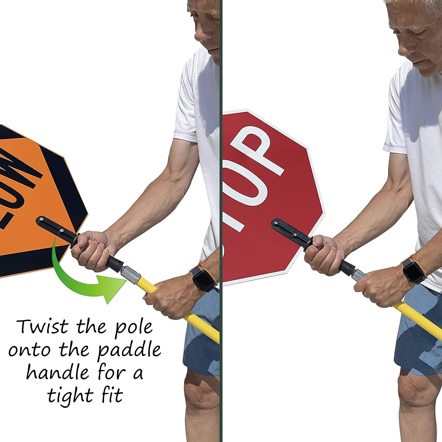 [2 PCS] STOP & SLOW Double Sided Signs