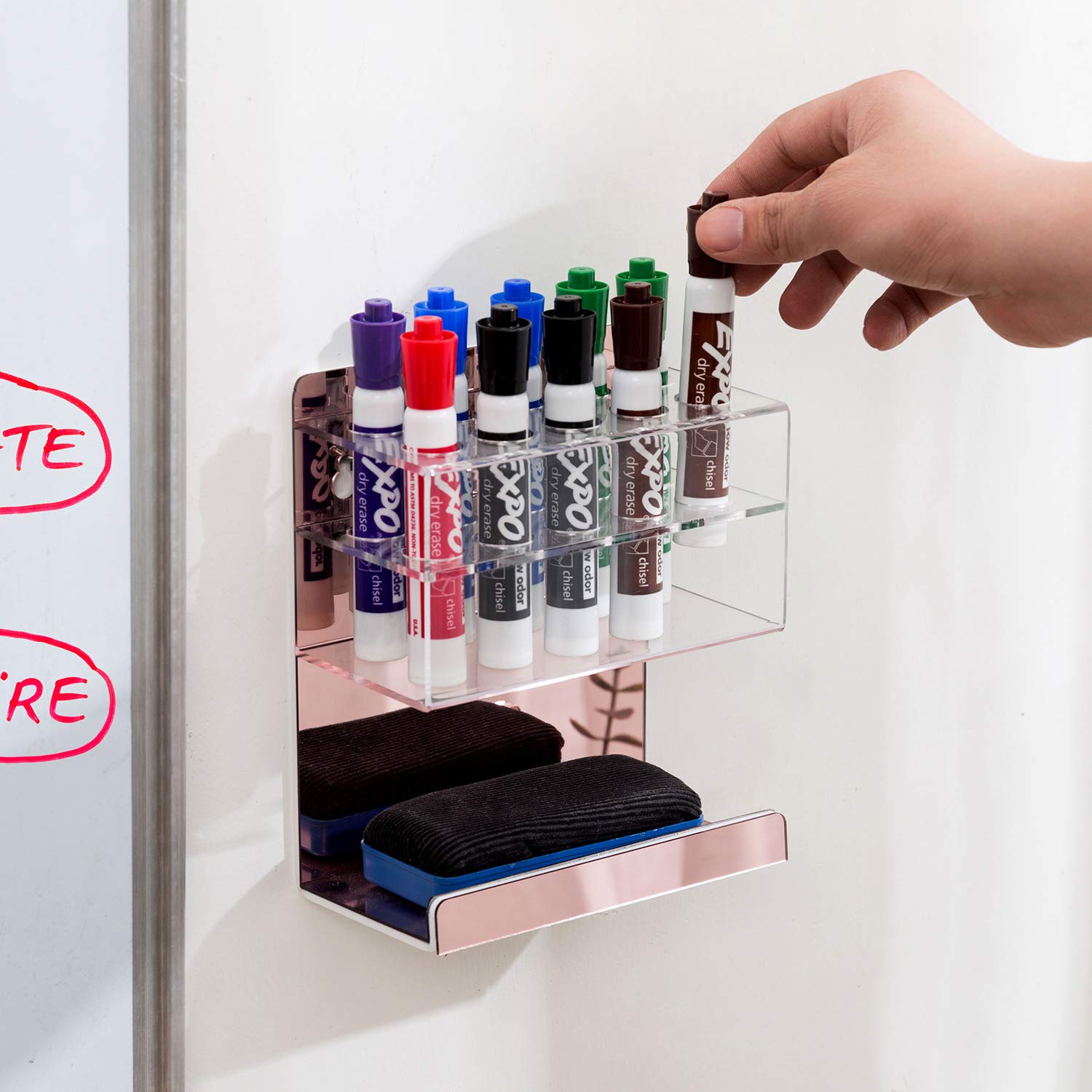 [1 / 2 Pack] Wall Mounted Dry Erase Whiteboard Marker Holder Stand