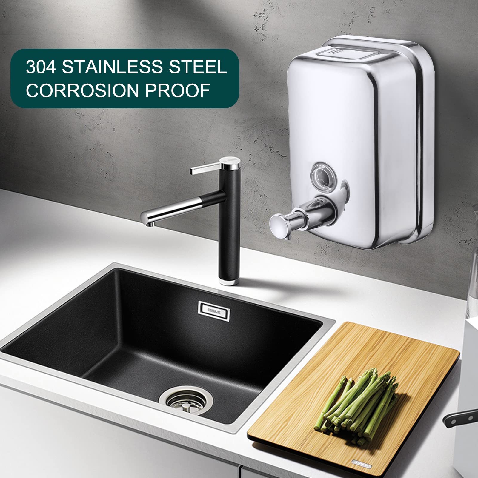 Commercial Soap Dispenser Wall Mount Stainless Steel (17 Fl Oz / 34 Fl Oz)