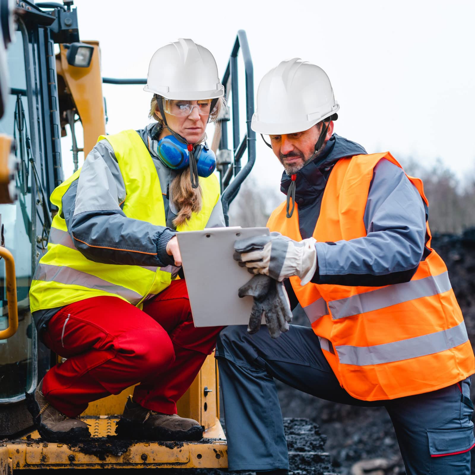 [10 Pcs] Suspension Hard Hat for Construction, Ratchet Cap Style w/ Self Adjusting Straps for Man & Woman