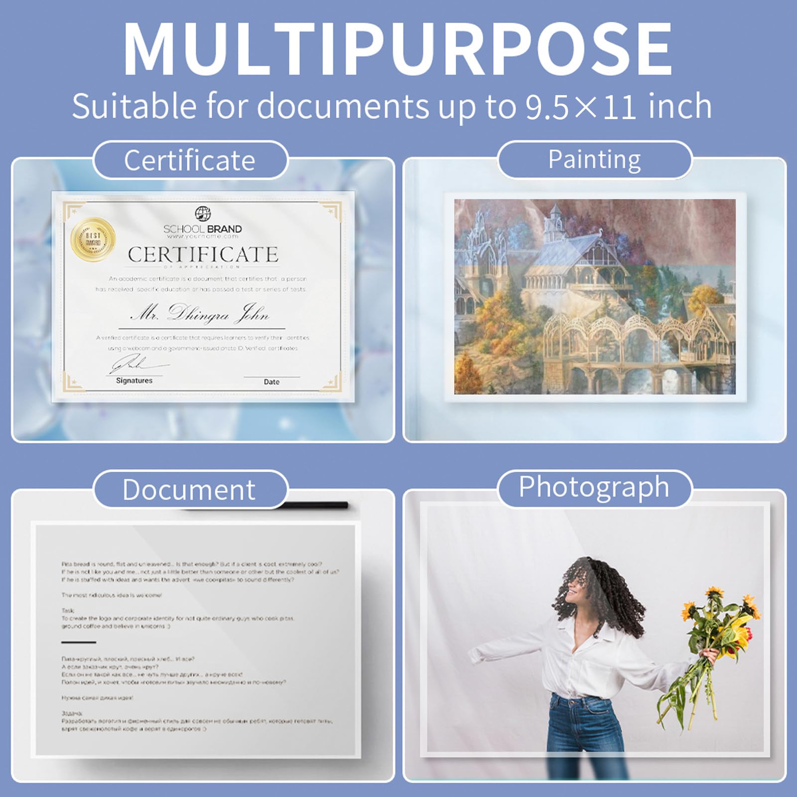 [100 Pack] Thermal Laminator Pouches Holds 8.5 x 11 Inch, 5 Mil Clear, 9 x 11.5 Inch, Letter Size