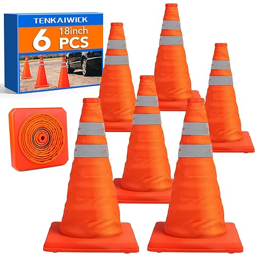 [1 / 3/ 6 / 10 /12 Packs] Collapsible Traffic Safety Cones