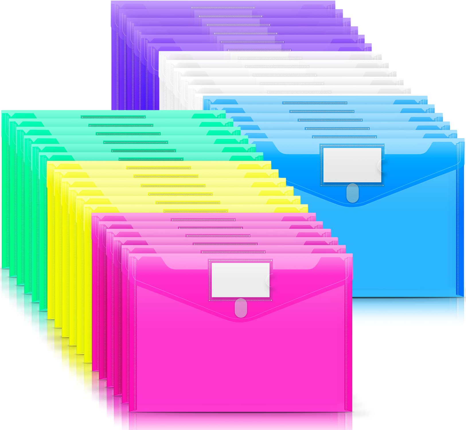 [5/10/24/36/48 Pack] Plastic Envelopes Clear Document File Folders - US Letter A4 Size