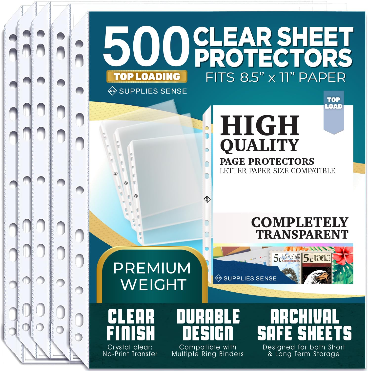 [400 & 500 Pack] Sheet Protectors for 3 Ring Binder - Sleeves 8.5 x 11