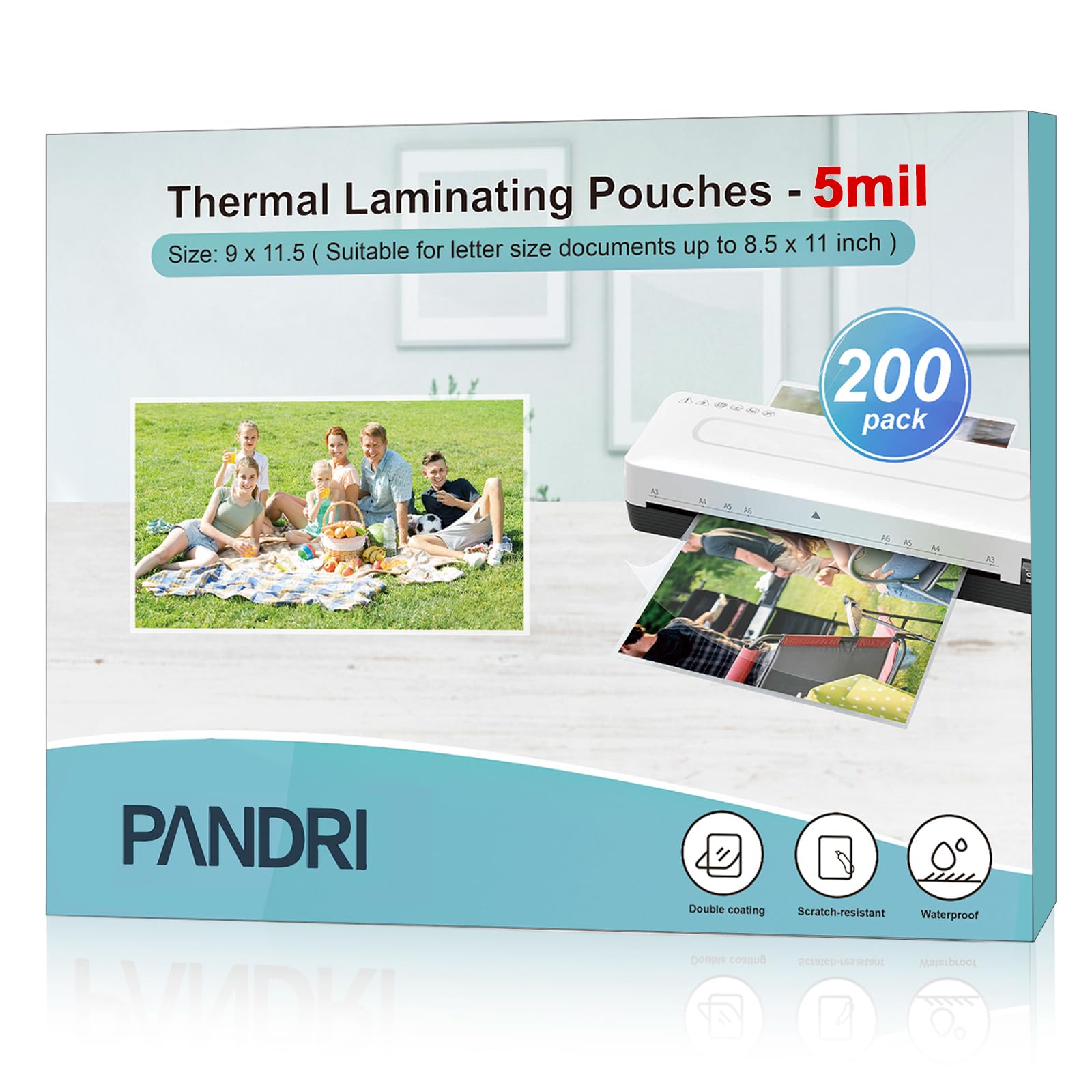 [100 Pack] Thermal Laminator Pouches Holds 8.5 x 11 Inch, 5 Mil Clear, 9 x 11.5 Inch, Letter Size