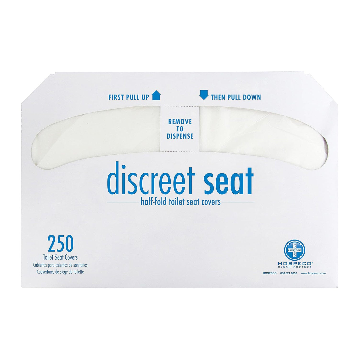 Discreet Seat Half-Fold Toilet Seat Covers, 14.25 X 16.5, White, 250/pack, 20 Packs/carton
