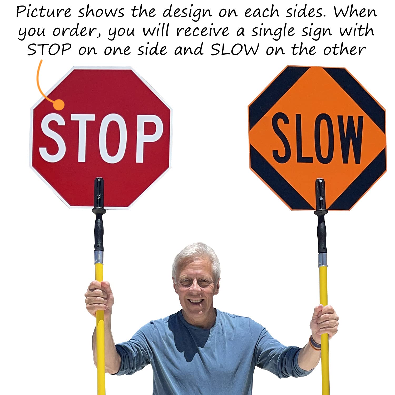 [2 PCS] STOP & SLOW Double Sided Signs
