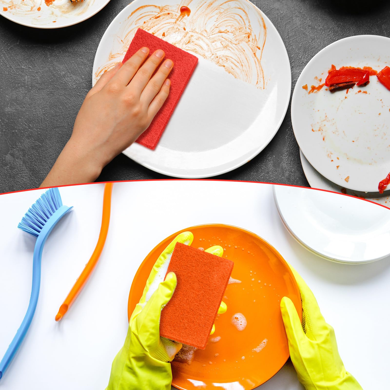 Heavy Duty Scouring Pads Non Scratch, 4.3 x 3 x 0.3 in (50 / 100 / 150 / 200 Pcs )