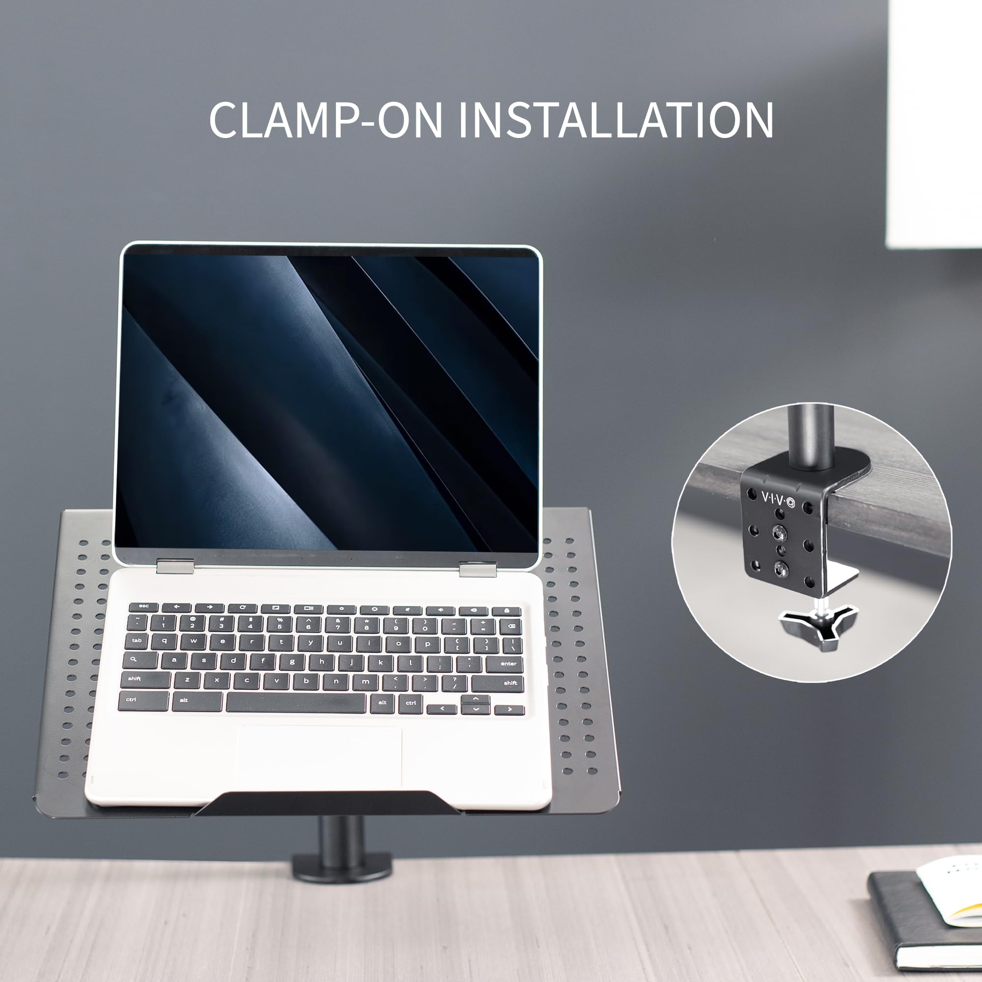 [1 PC] Single Laptop Notebook Desk Mount Stand, Fits up to 17 inch Laptops