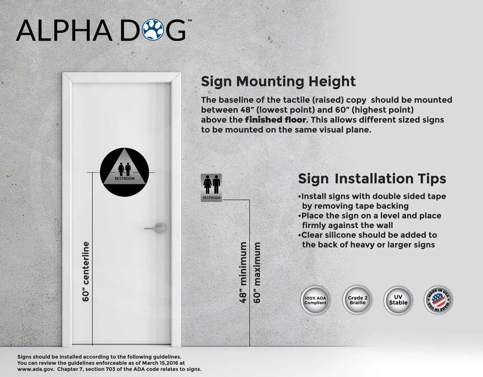 Unisex Bathroom Sign, 8x6 Inch