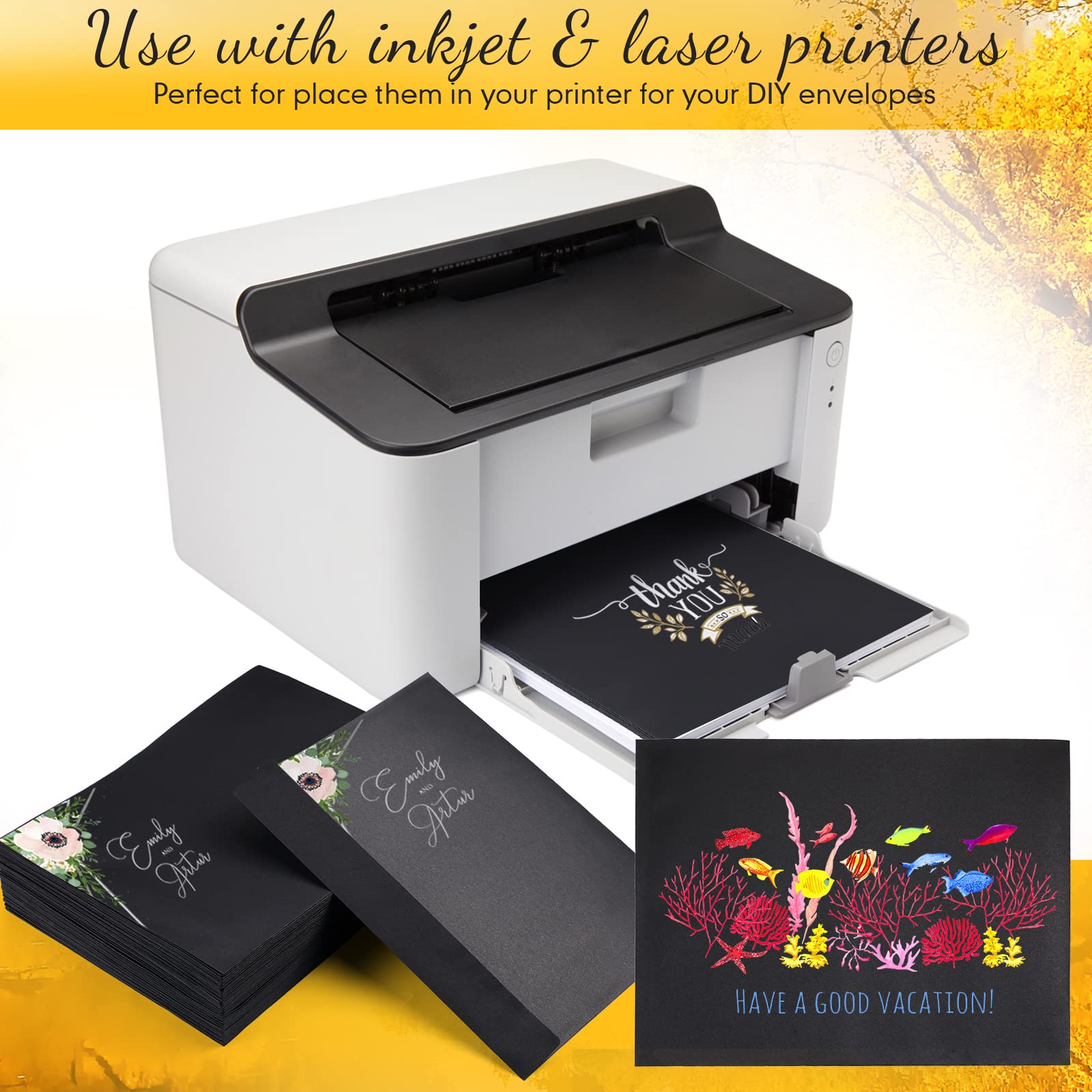 [100 Pack] Booklet Envelopes 9 x 12 Open End Envelope 80 lb 120gsm (Black & Navy Blue)