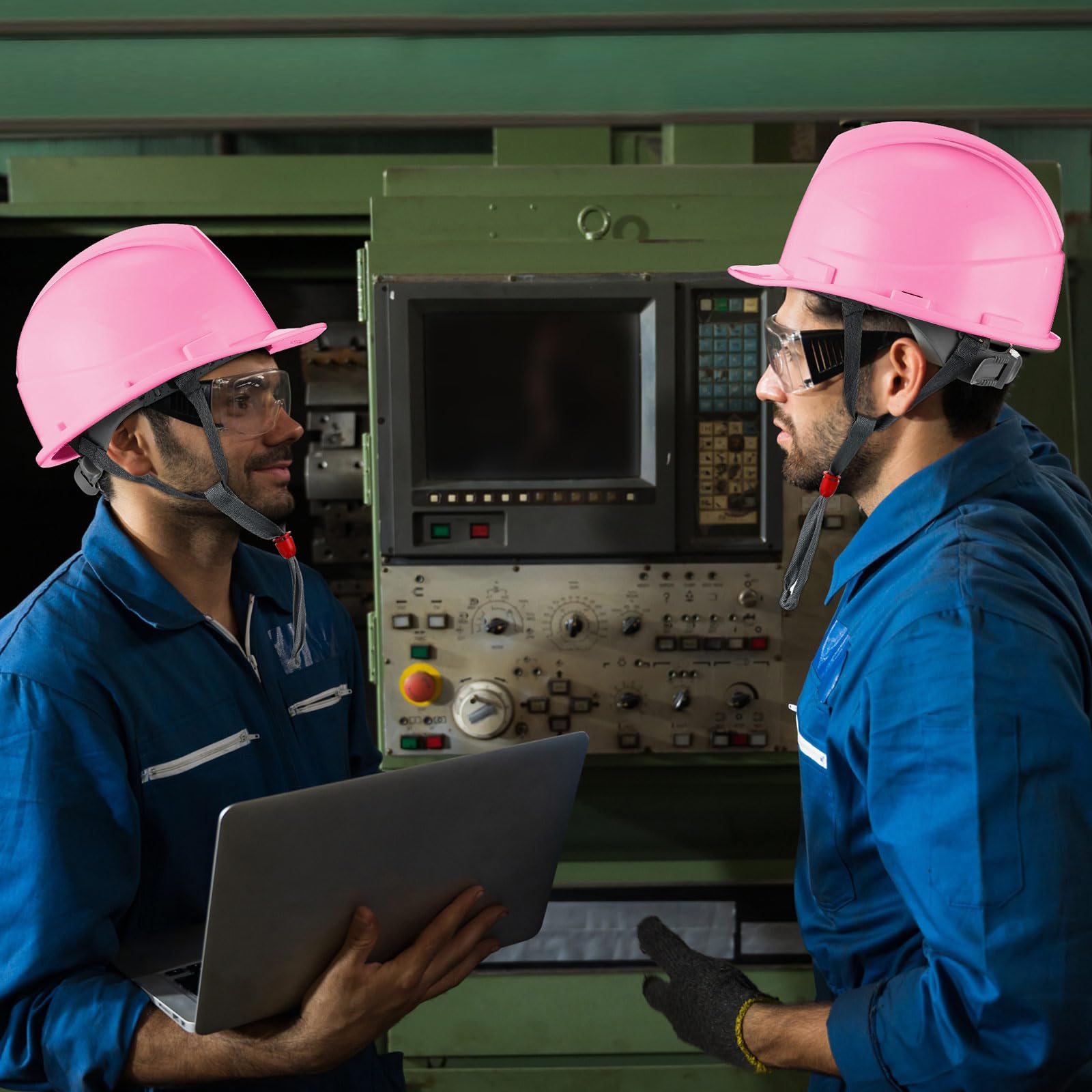 [10 Pcs] Suspension Hard Hat for Construction, Ratchet Cap Style w/ Self Adjusting Straps for Man & Woman