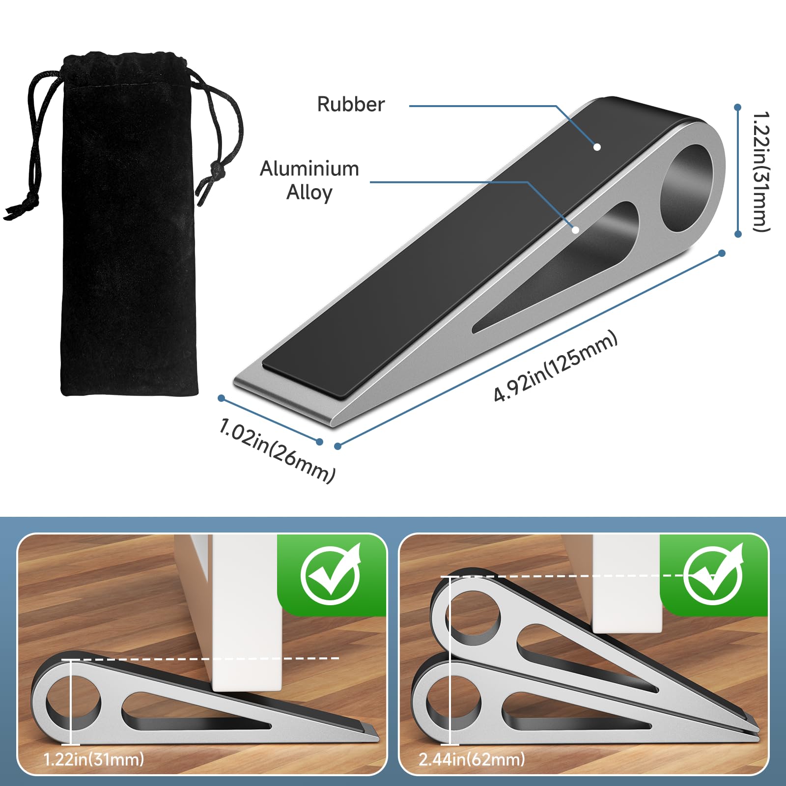 Door Stopper, Heavy Duty Door Wedge Holder Blocker for Bottom