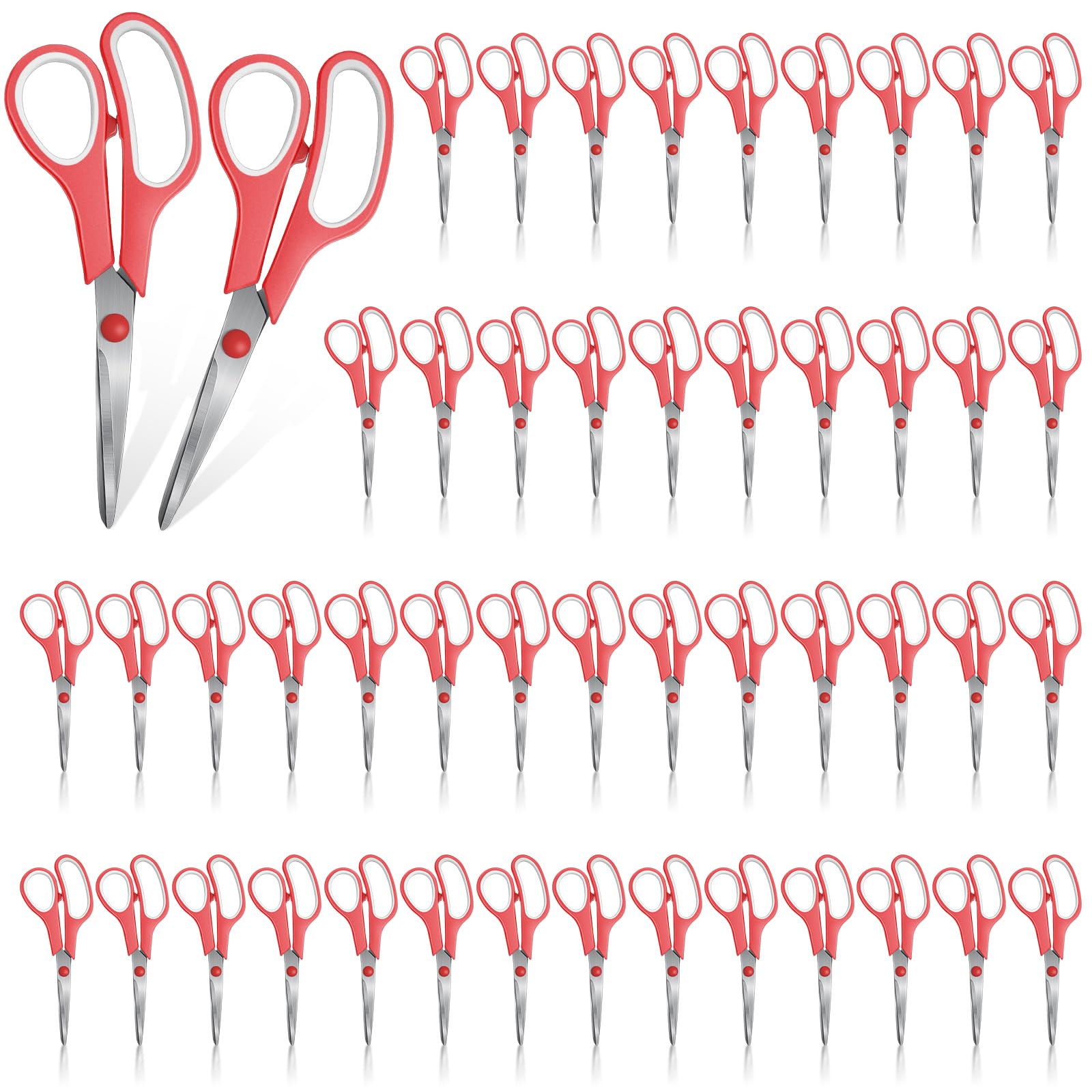 50 Pack Multipurpose Scissors Bulk (Blue, Green, Red, Black, 7.5 Inch)