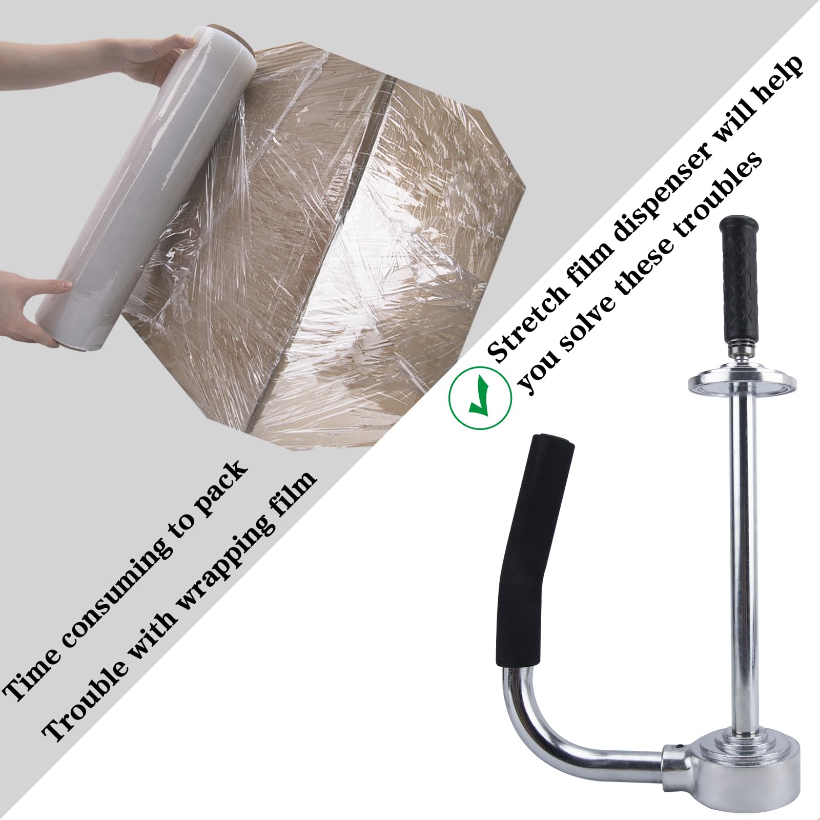 Stretch Wrap Dispenser - Adjustable Heigh 12-20 Inch Shrink Wrap Handle