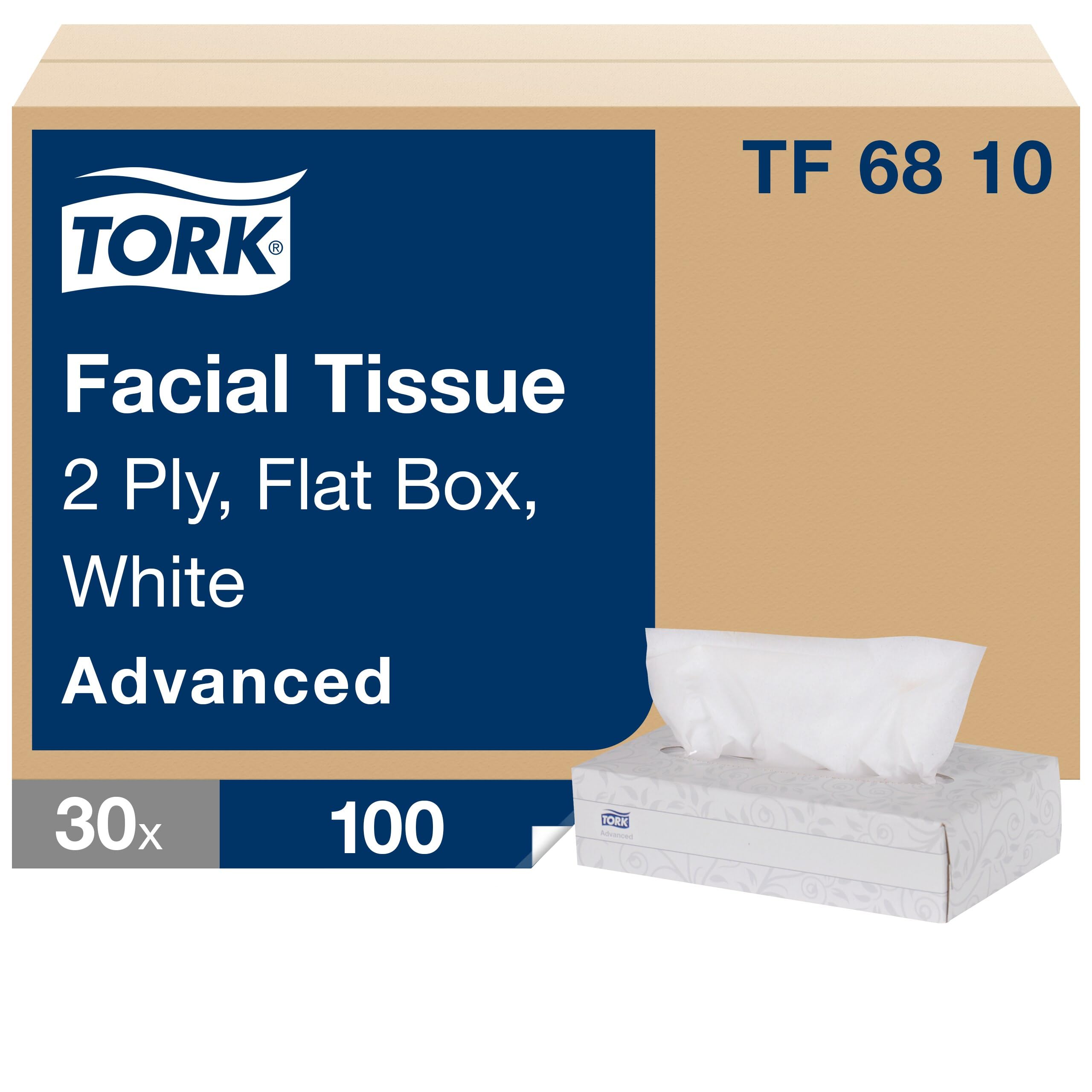 Tork Advanced Facial Tissue Flat/Cube Box White, Soft