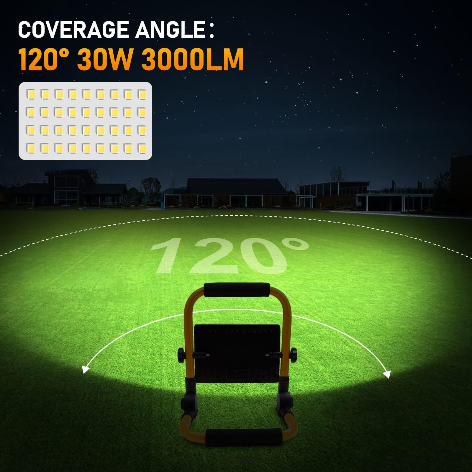 Work Lights - IP66 Waterproof Outdoor Flood Lights - Adjustable Working Lights for Job Site