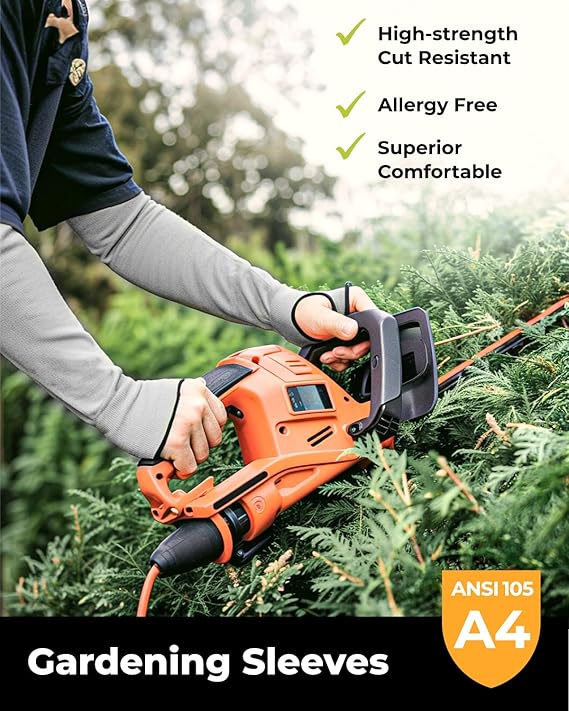 [1 / 2 Pairs] Ultra-Comfort Cut Resistant Gardening Sleeves with Thumb Hole