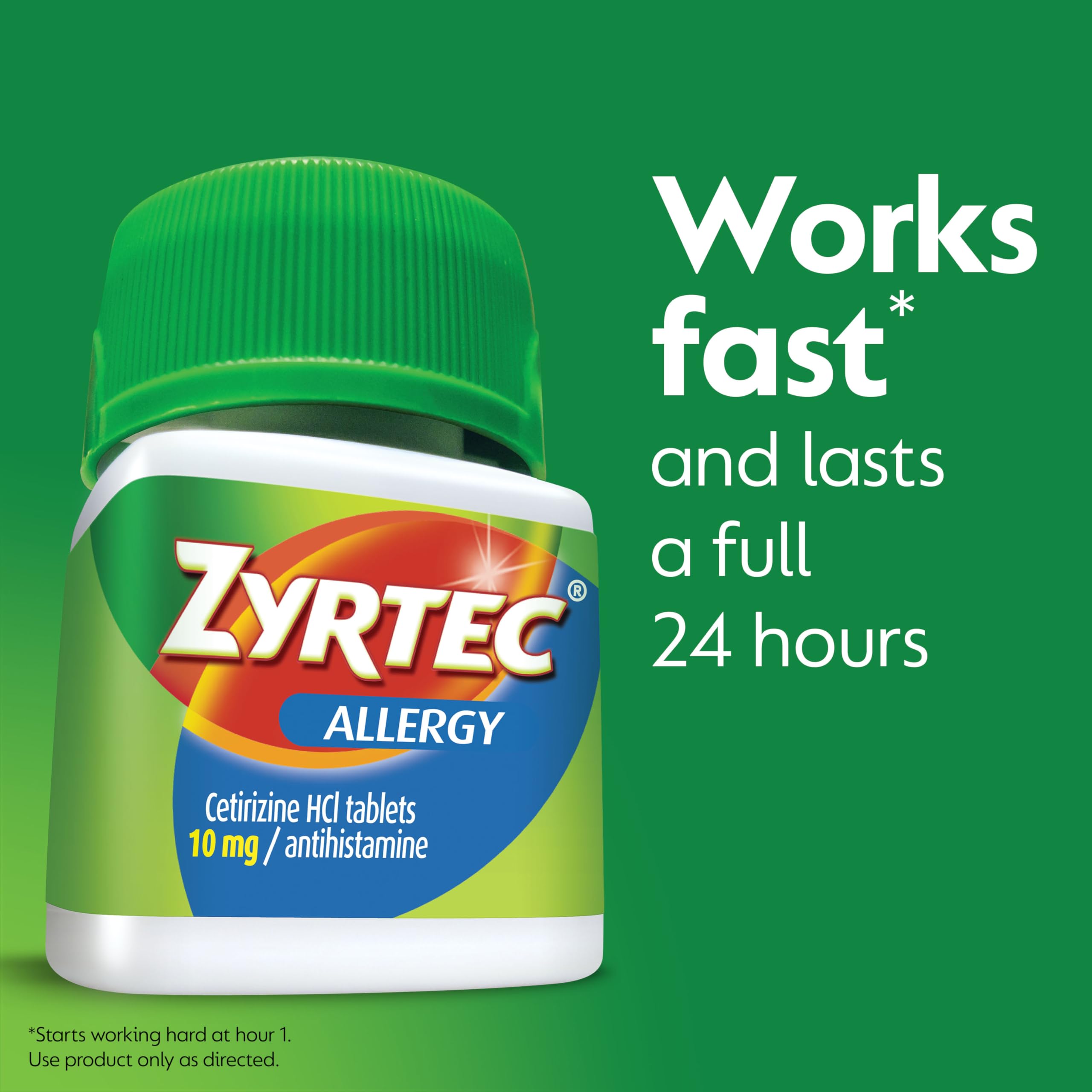 [60 Ct] Zyrtec 24 Hour Allergy Relief Tablets with 10 mg Cetirizine HCl per Antihistamine Tablet