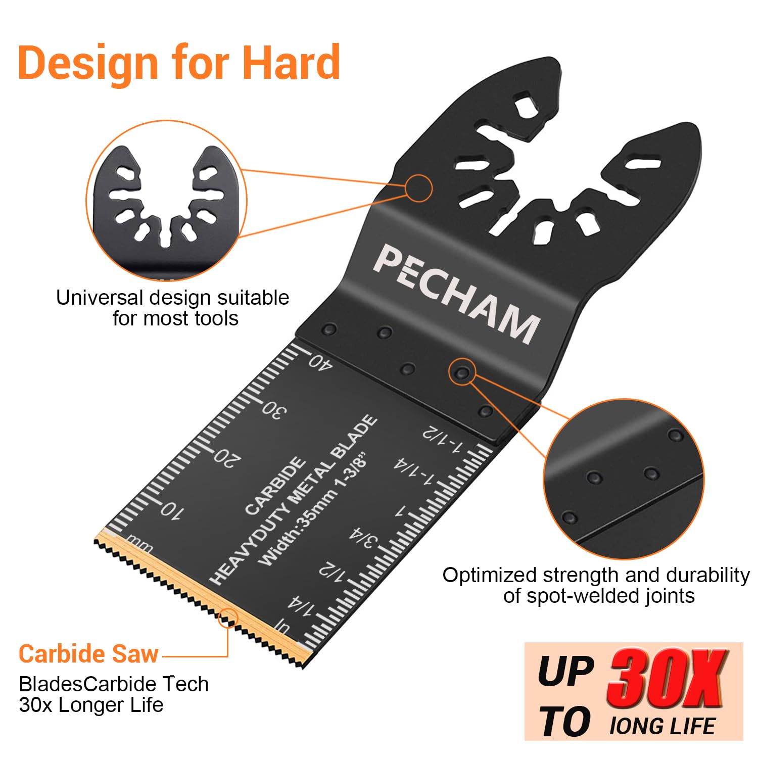 PECHAM 4 / 11/ 24 PCS Oscillating Multi Tool Saw Blades, Carbide Multitool Blades Heary Duty for Hard Material, Metal, Nails. Bolts. Screws (4)