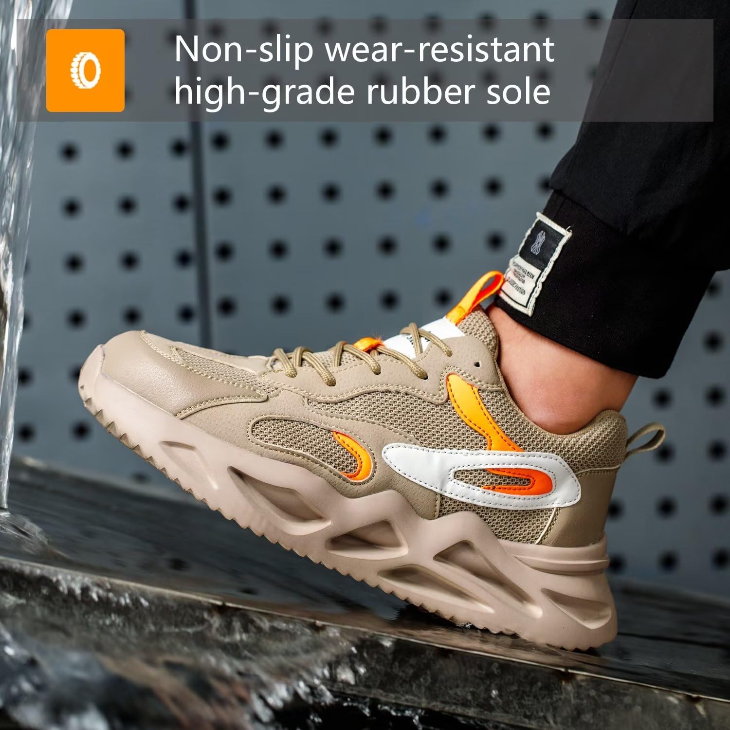 [1 Pair] Steel Toe Shoes, Work Safety Lightweight Slip Resistant