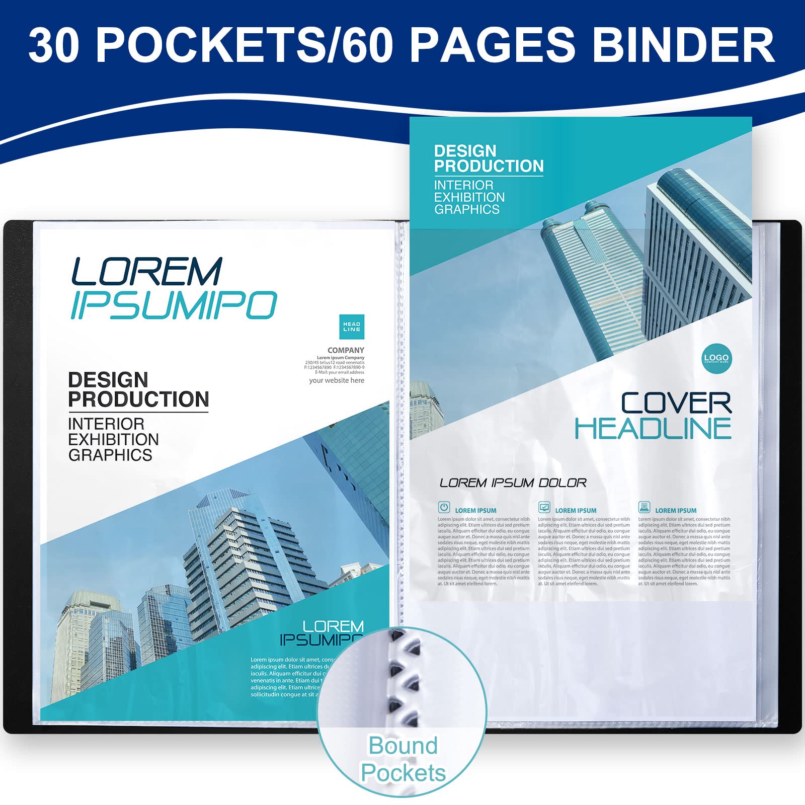 6 Pack Binder with Plastic Sleeves 30 Pocket Presentation Book Binder 8.5 x 11 Inch