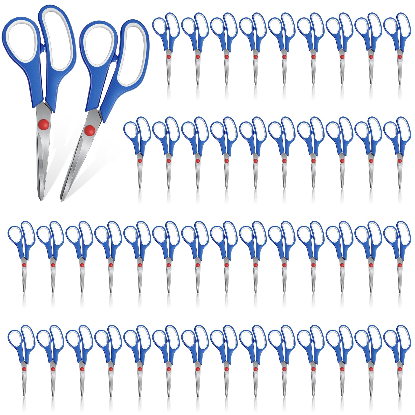 50 Pack Multipurpose Scissors Bulk (Blue, Green, Red, Black, 7.5 Inch)