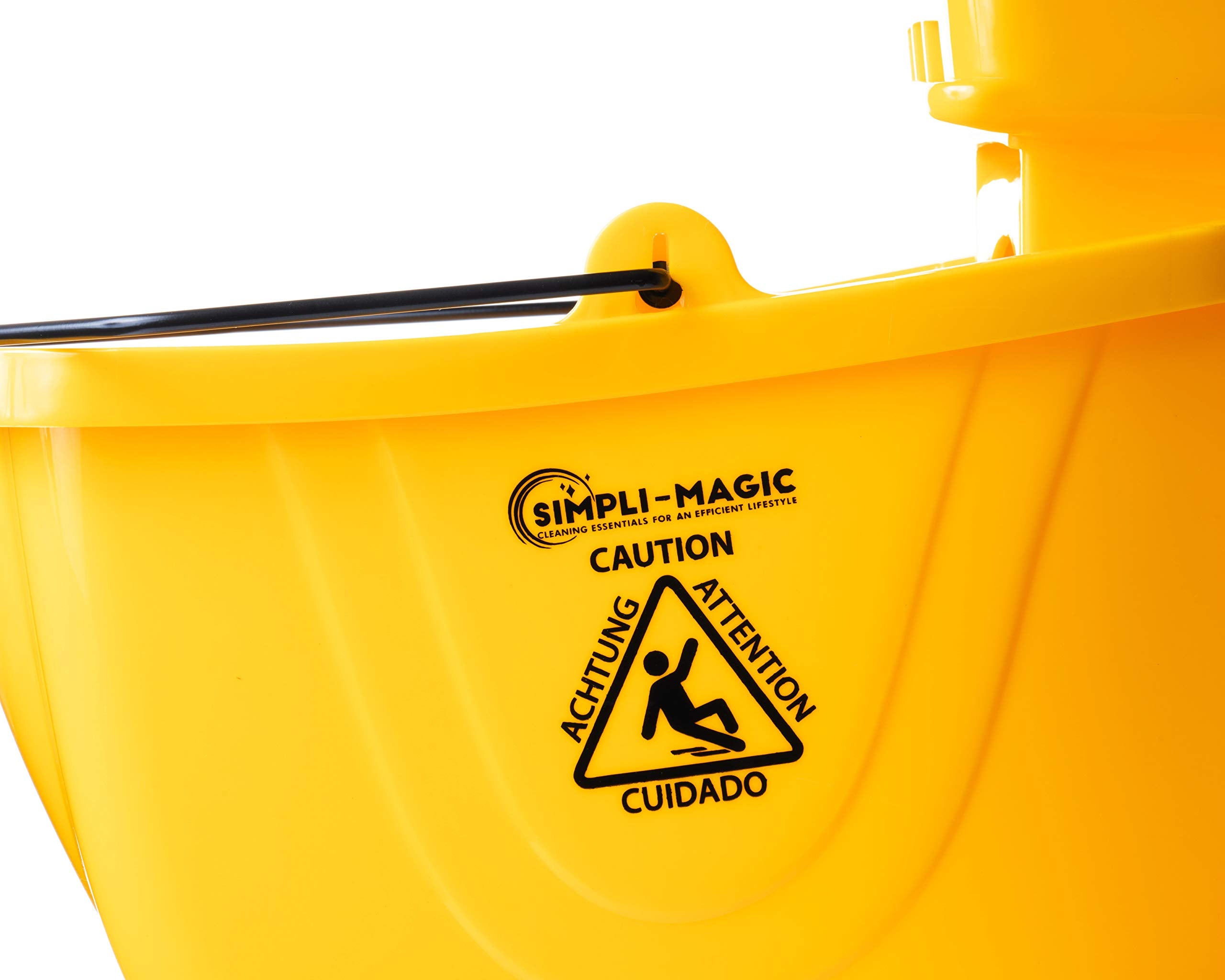 Side Press Wringer Combo Commercial Rectangular Mop Bucket on Wheels, 35-Quart, Yellow