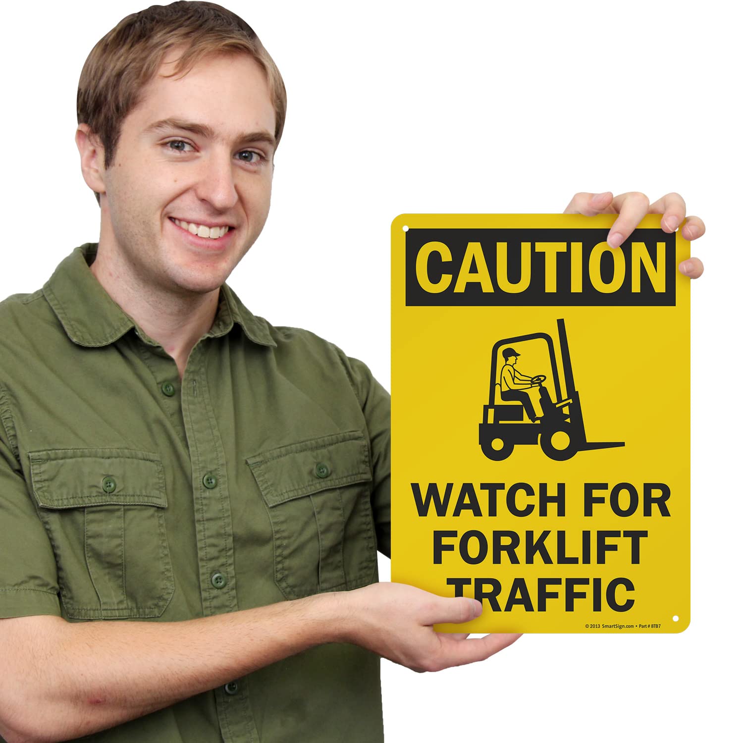Caution - Watch For Forklift Traffic" Sign | 10" x 14" Aluminum
