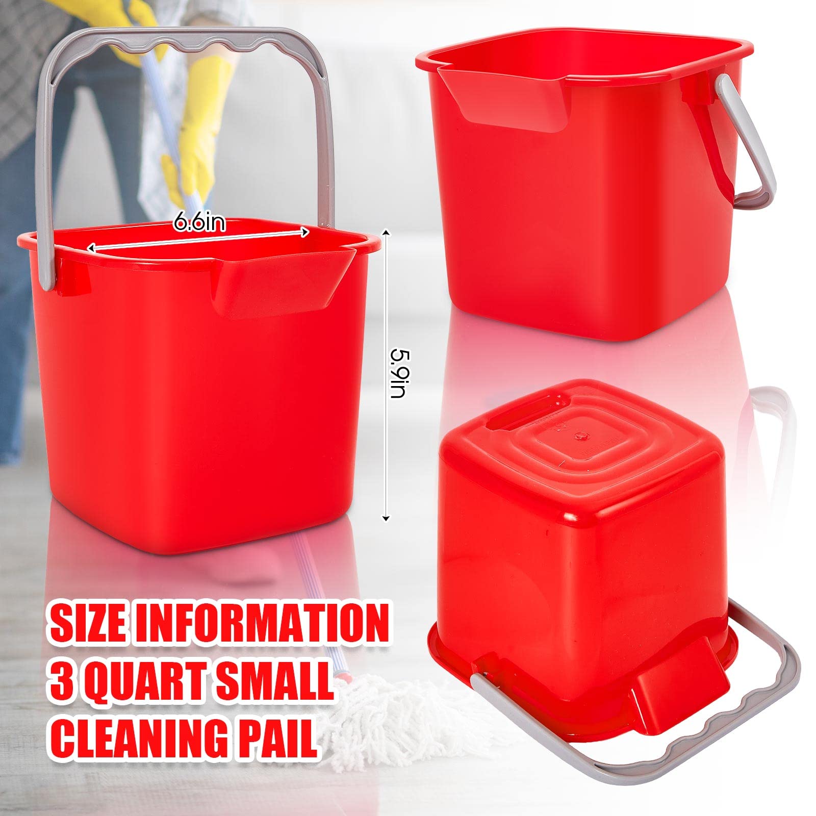 8 Pcs Sanitizing Bucket 3 Quart Cleaning Bucket (8 PCS)