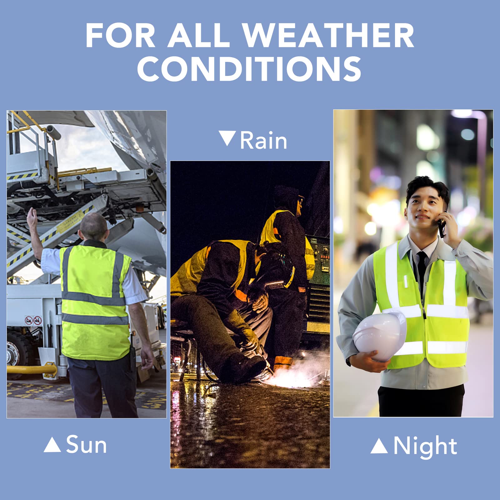 [2 Packs] Hi Vis Reflective Safety Vest with Pockets, Medium to XX Large