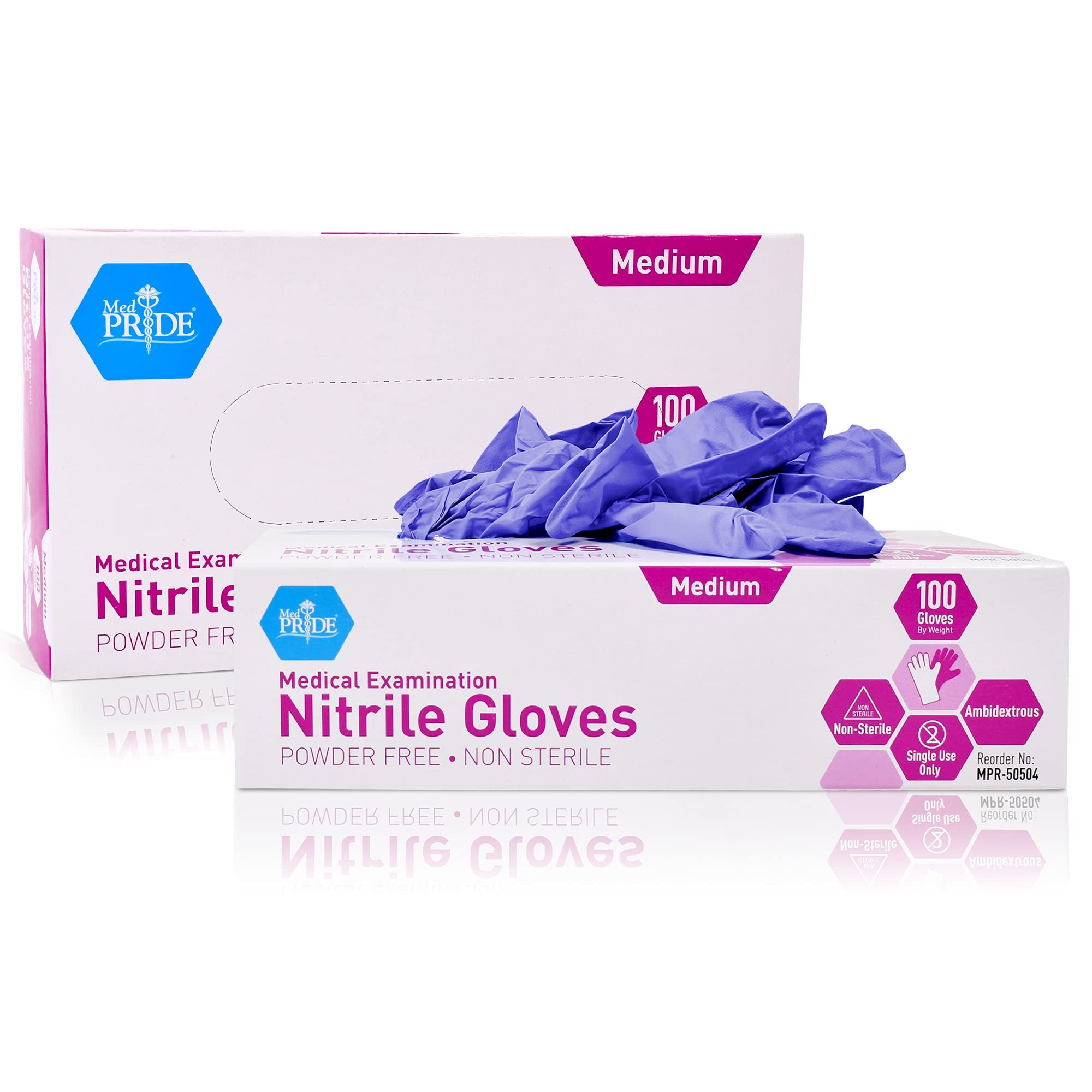 [100 / 1000 PCS] MedPride Powder-Free Nitrile Exam Gloves