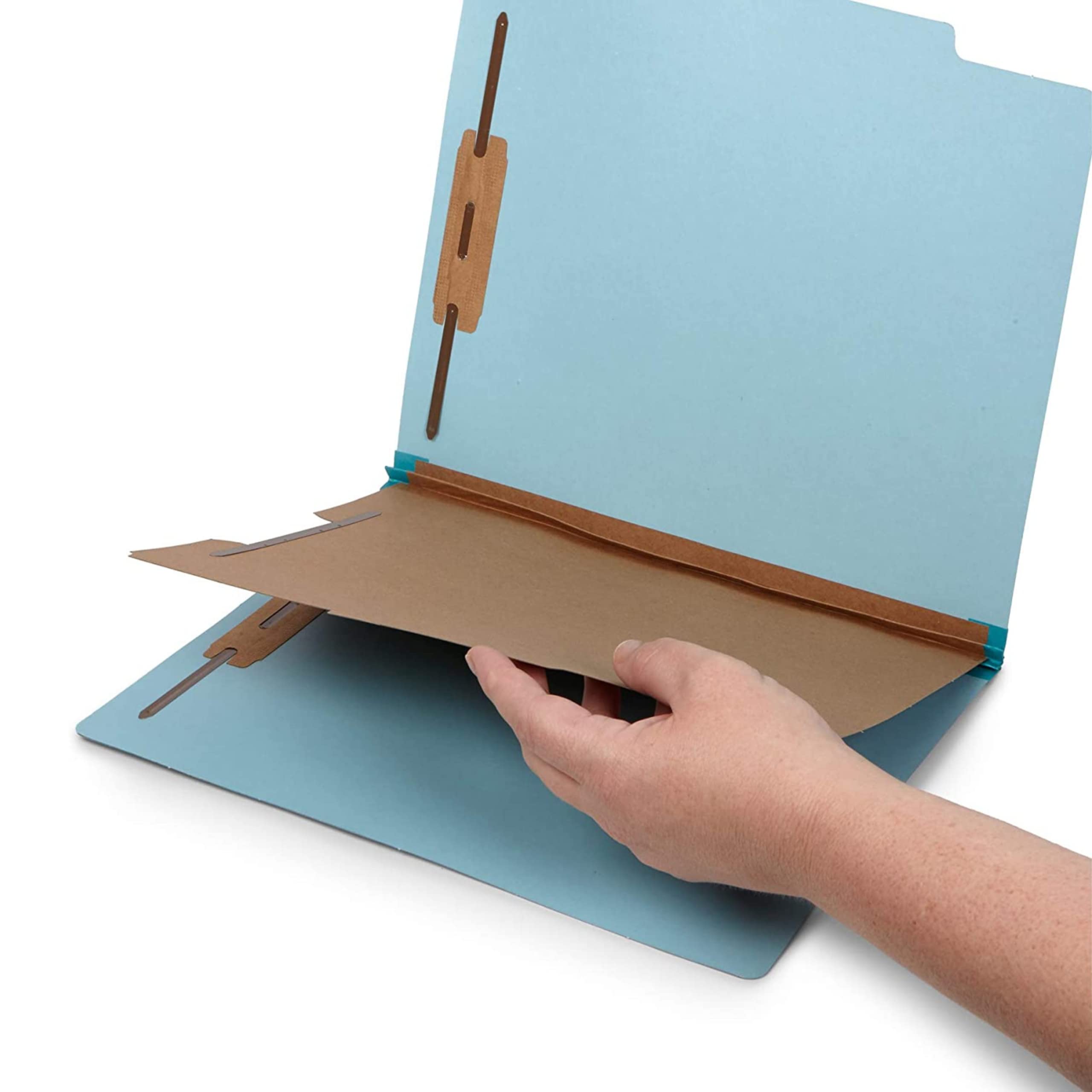 [20 Pack] 2 Divider Classification Folders, 2.5" Expansion, Letter Size, Light Blue