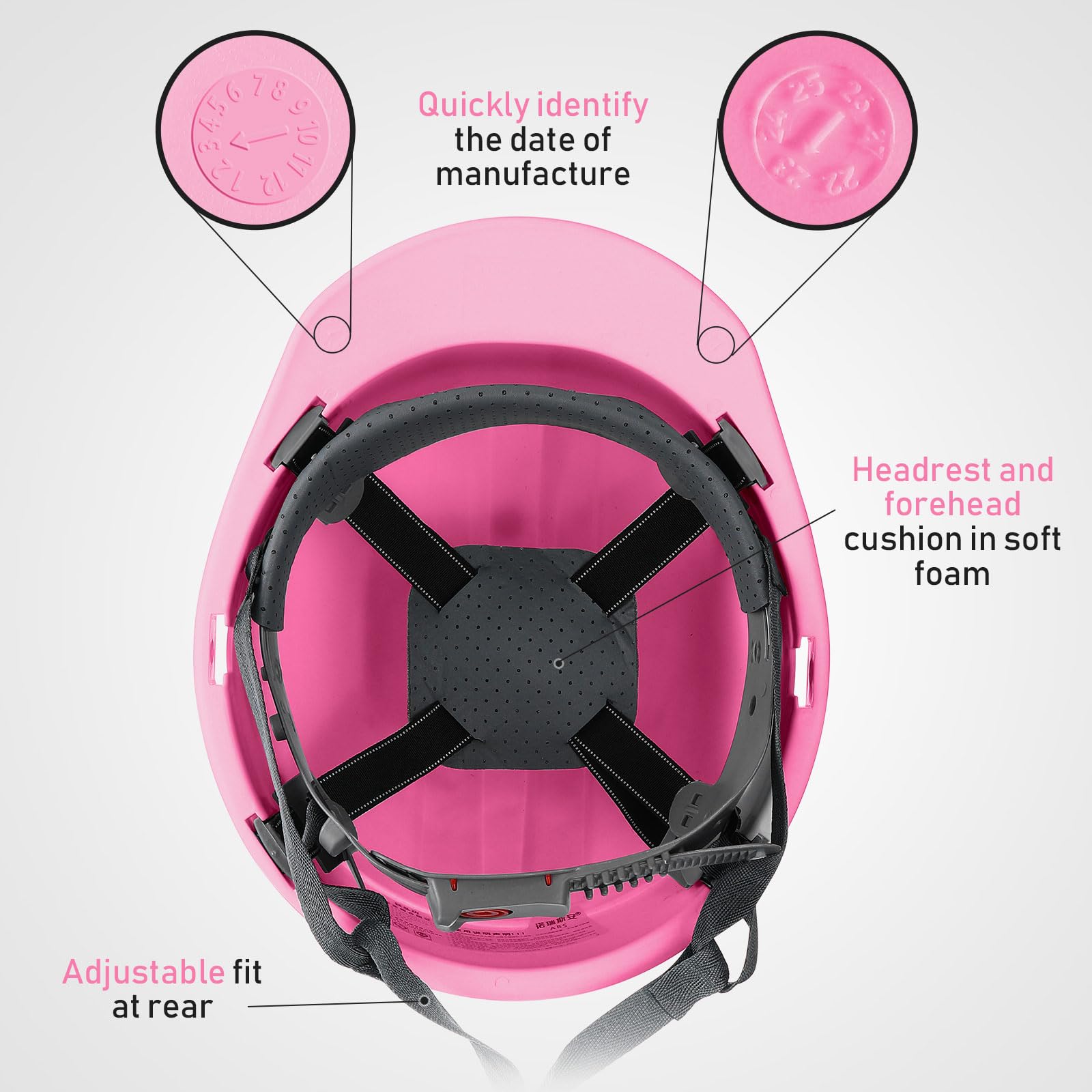 [10 Pcs] Suspension Hard Hat for Construction, Ratchet Cap Style w/ Self Adjusting Straps for Man & Woman